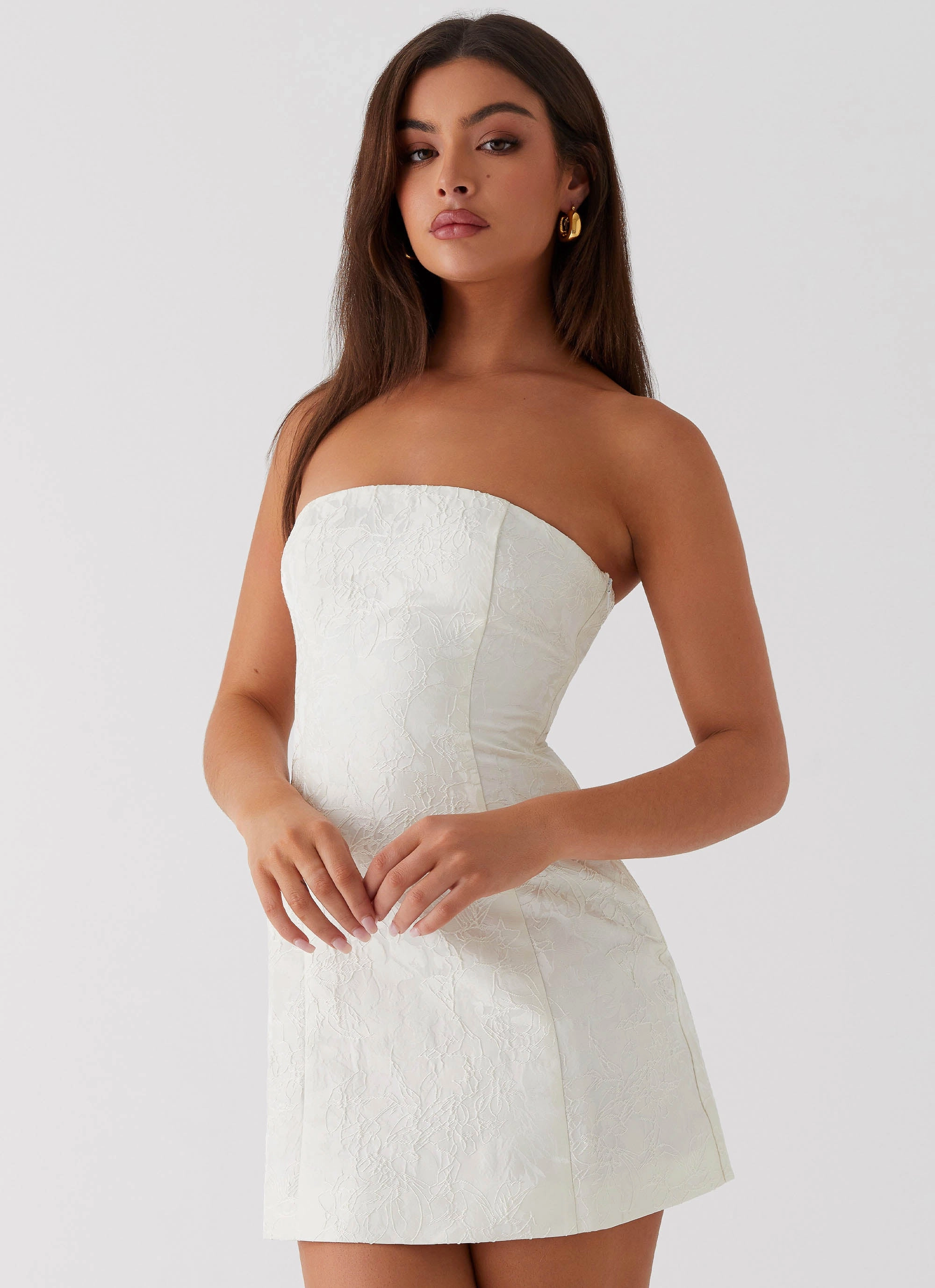 Eternity Strapless Mini Dress - Ivory Cloud Light Side-Pocket