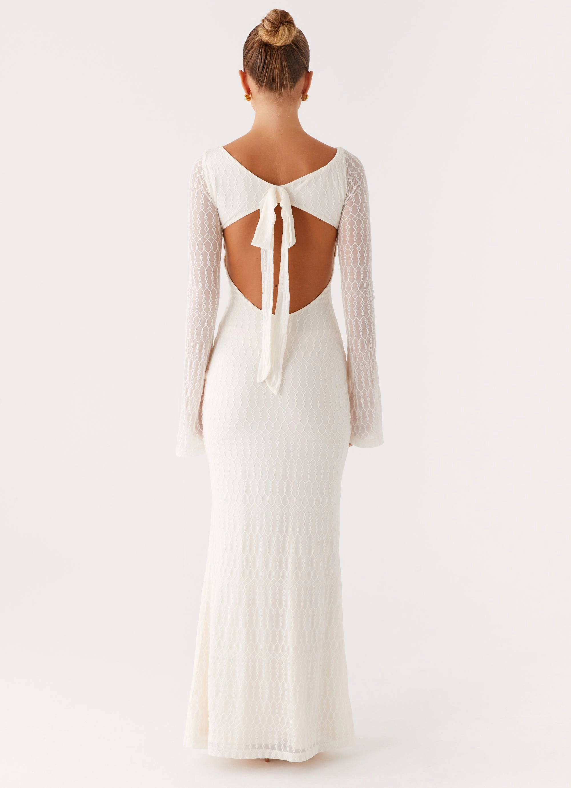 Ethereal Long Sleeve Maxi Dress - Ivory Festive Wear