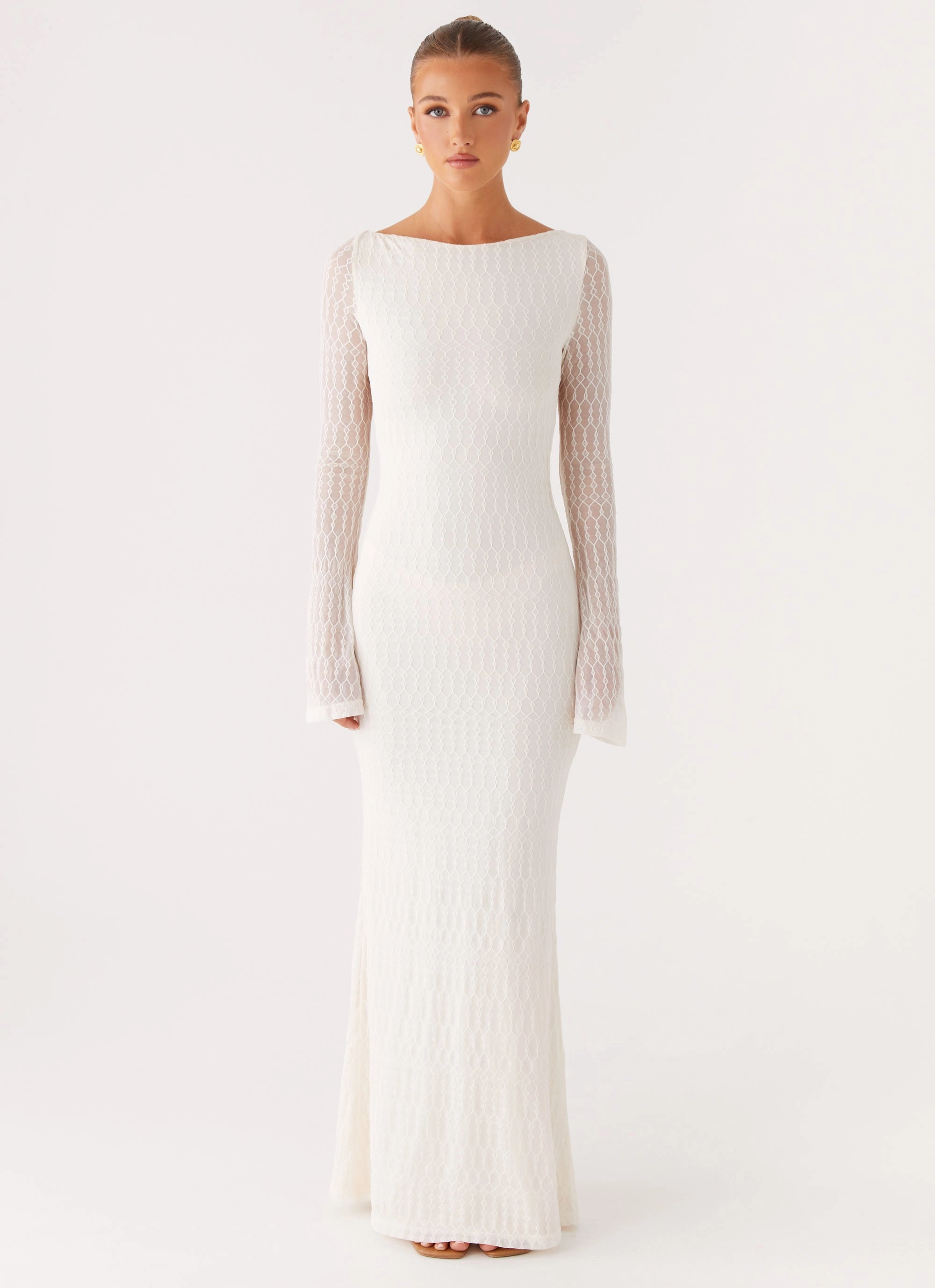 Light Attitude Ethereal Long Sleeve Maxi Dress - Ivory