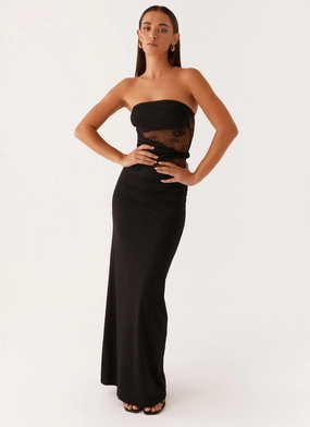 Karma Strapless Maxi Dress - Black Tactile Feel