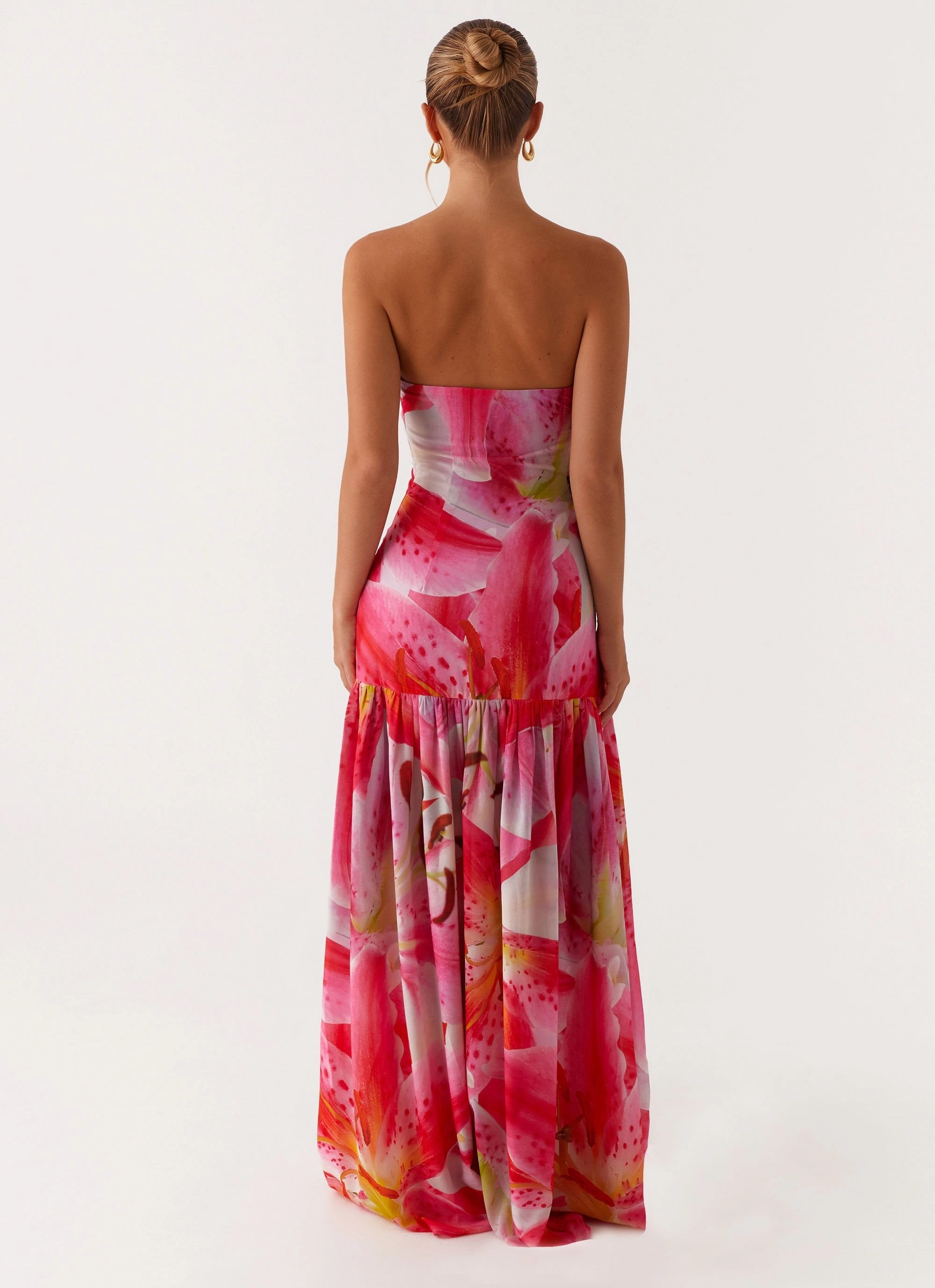 Fashionable appearance Eden Strapless Maxi Dress - White Pink Lilly