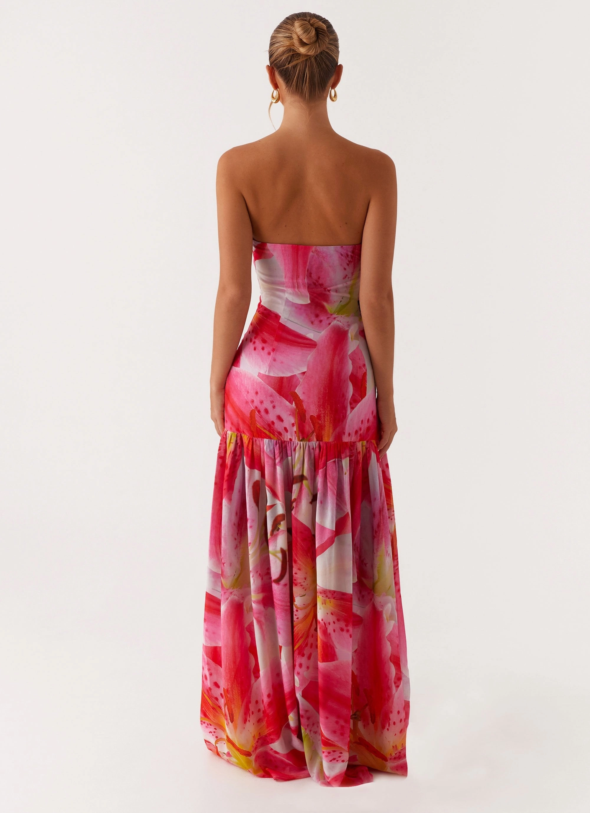 Urban Look Dew Tone Eden Strapless Maxi Dress - White Pink Lilly