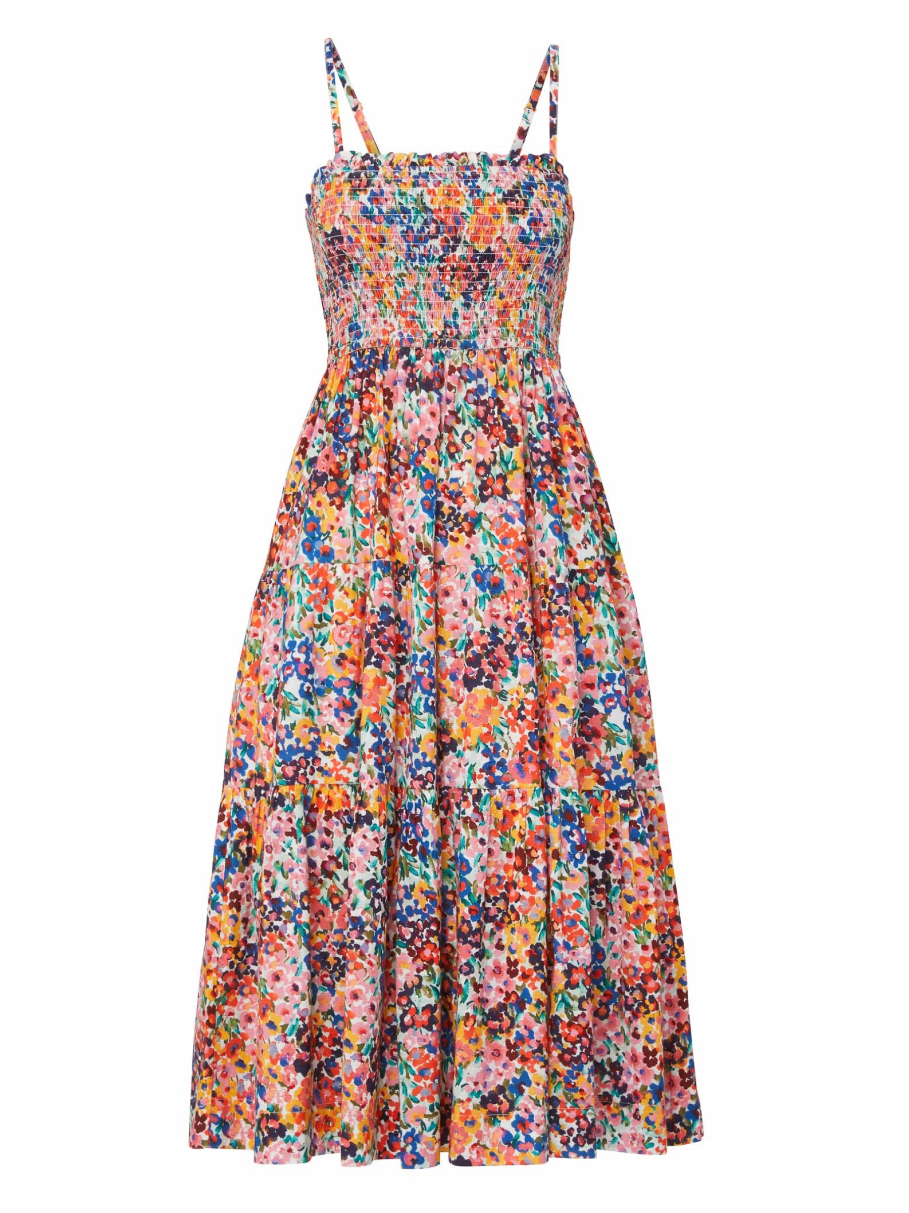 Kristen Dress In Painted Petals Embroidered-Sleeve