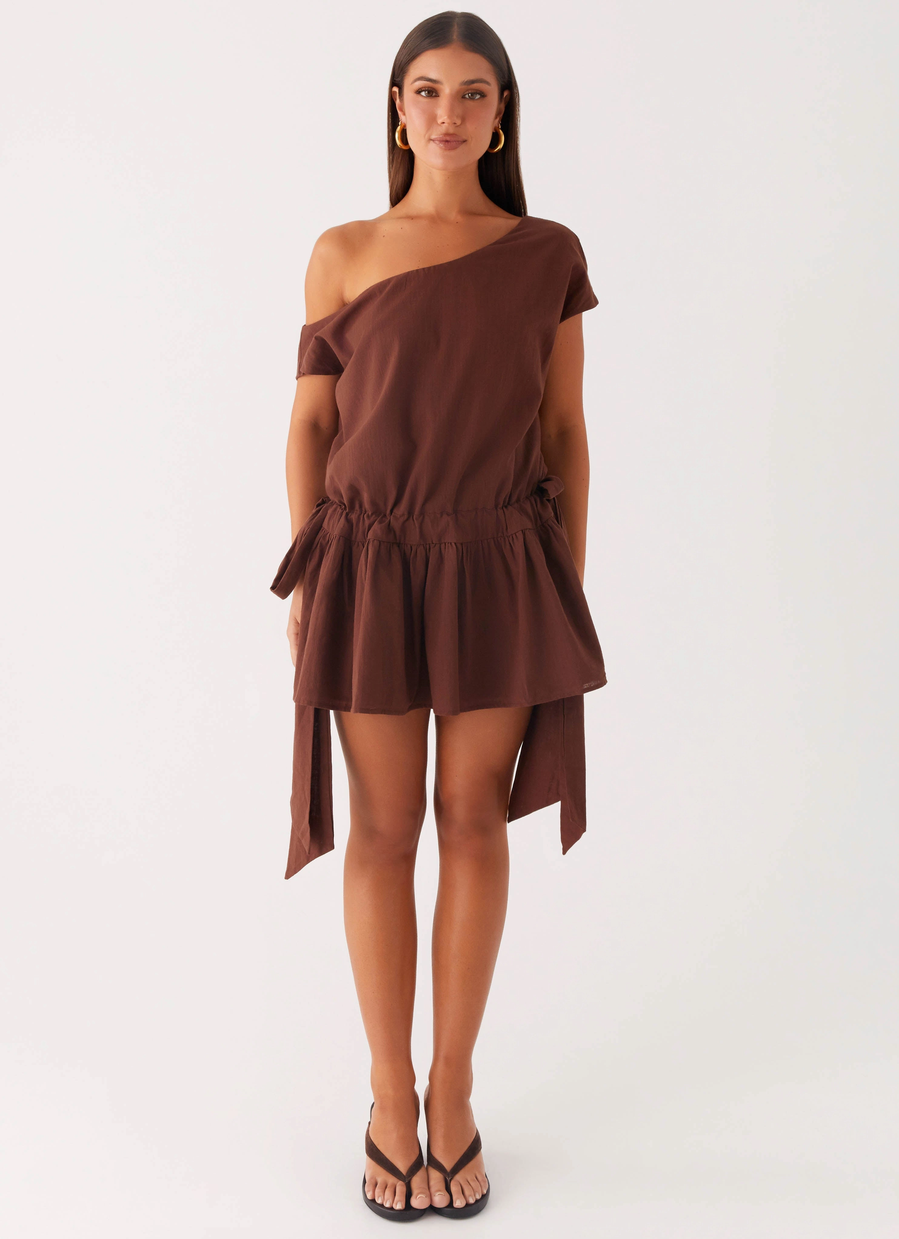 Blush Shade Street Elegance Ettie Mini Dress - Chocolate