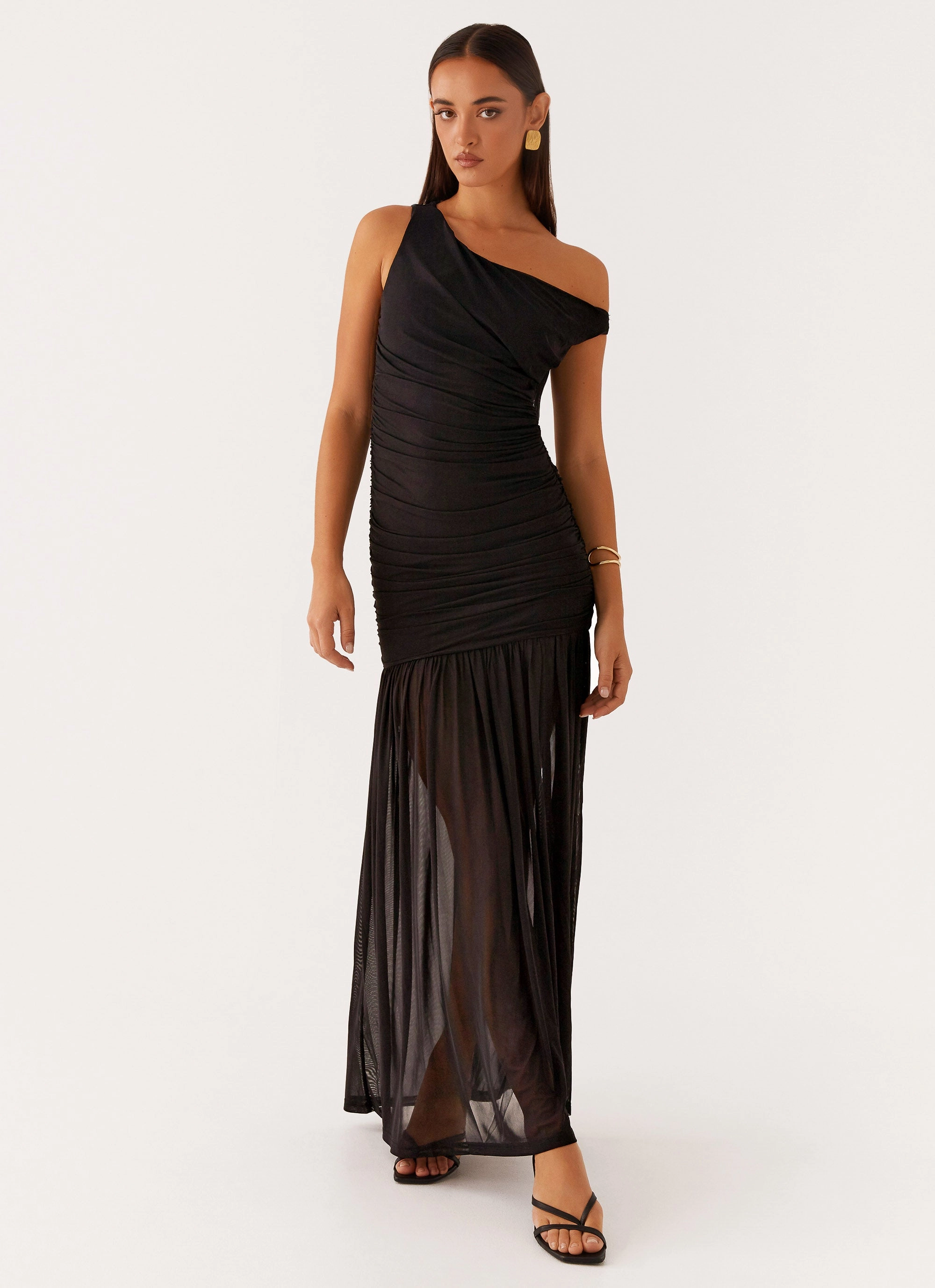 Dropped-Waist Pavilion Maxi Dress - Black