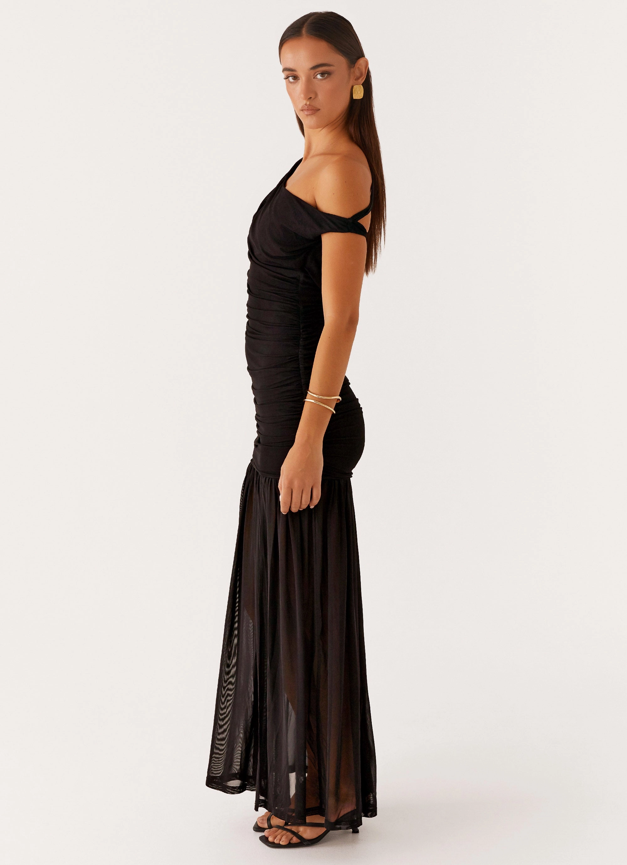 Pavilion Maxi Dress - Black Cap-Sleeve