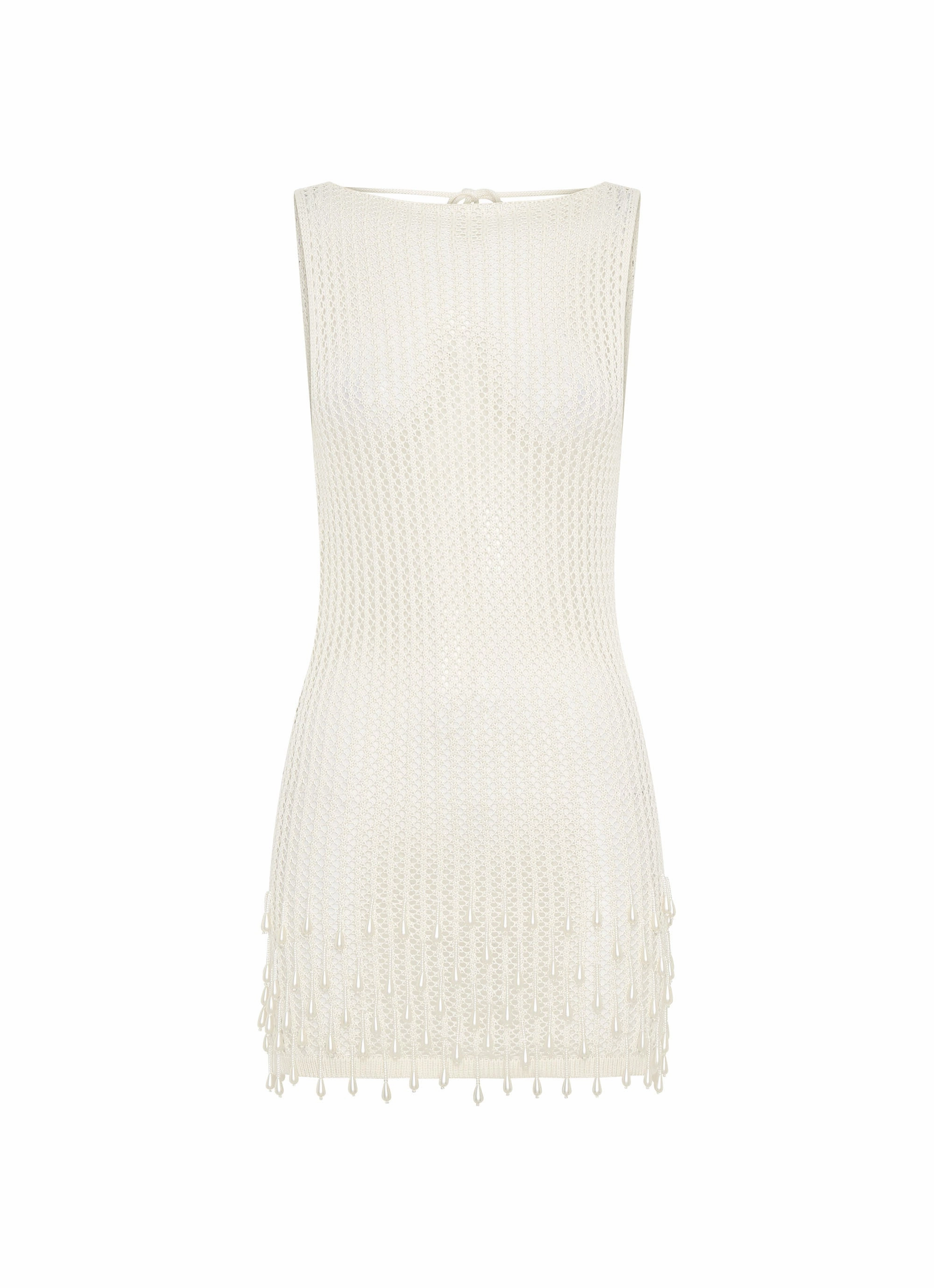 Smart And Comfortable Miracle Beaded Crochet Mini Dress - Ivory