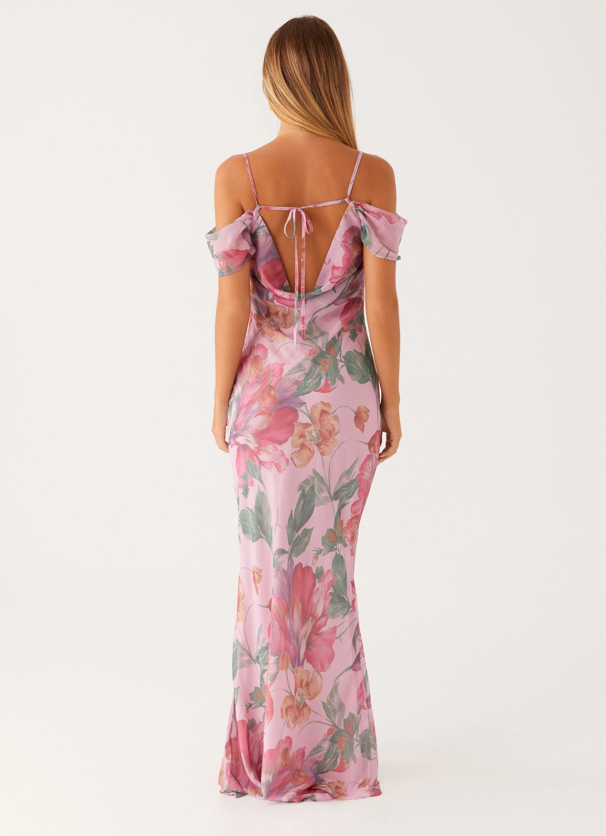 Seline Maxi Dress - Pink Floral Chill Detail Night Ready