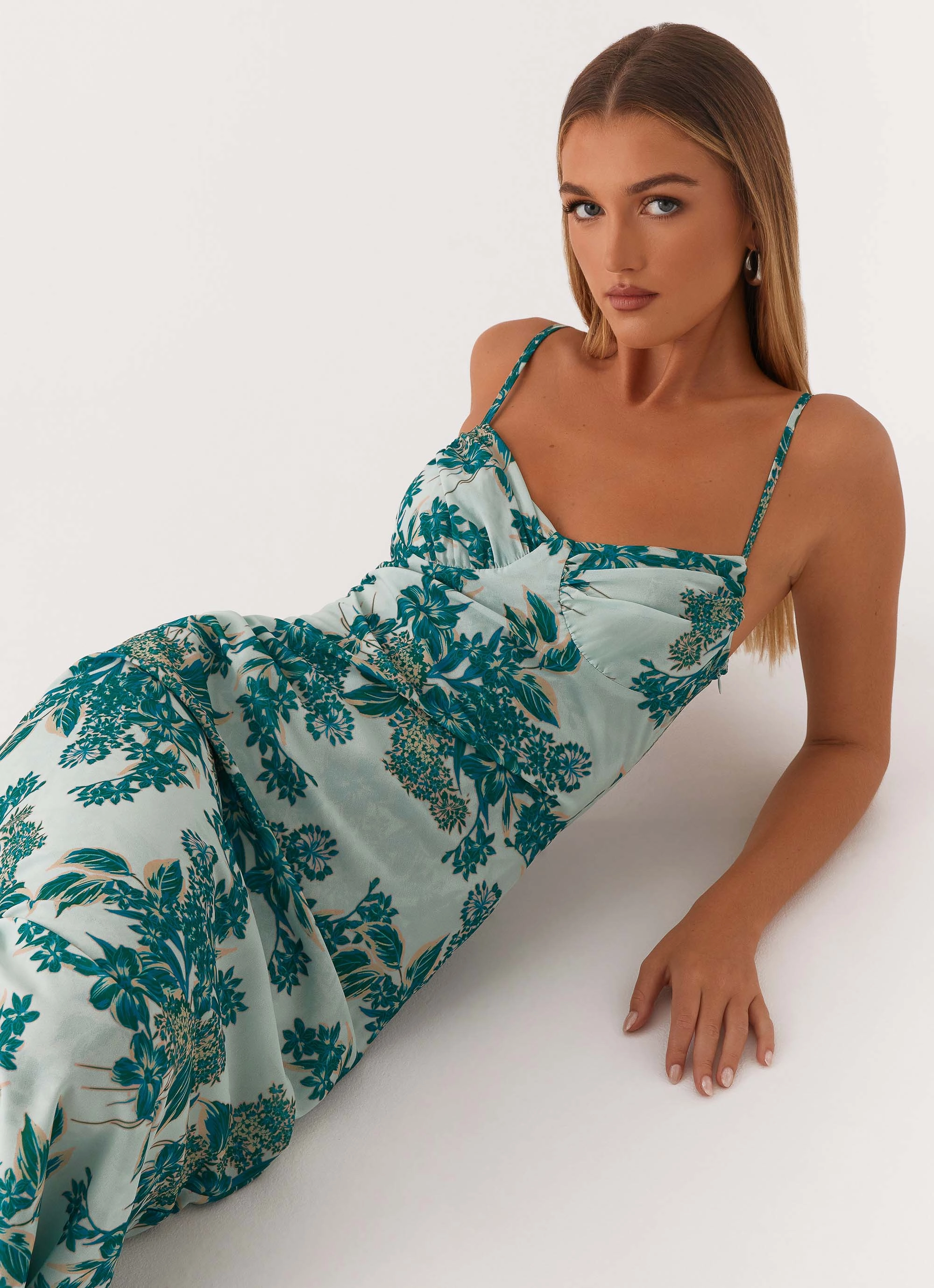light layering Nature Inspired Love Song Midi Dress - Cloud Nine Floral