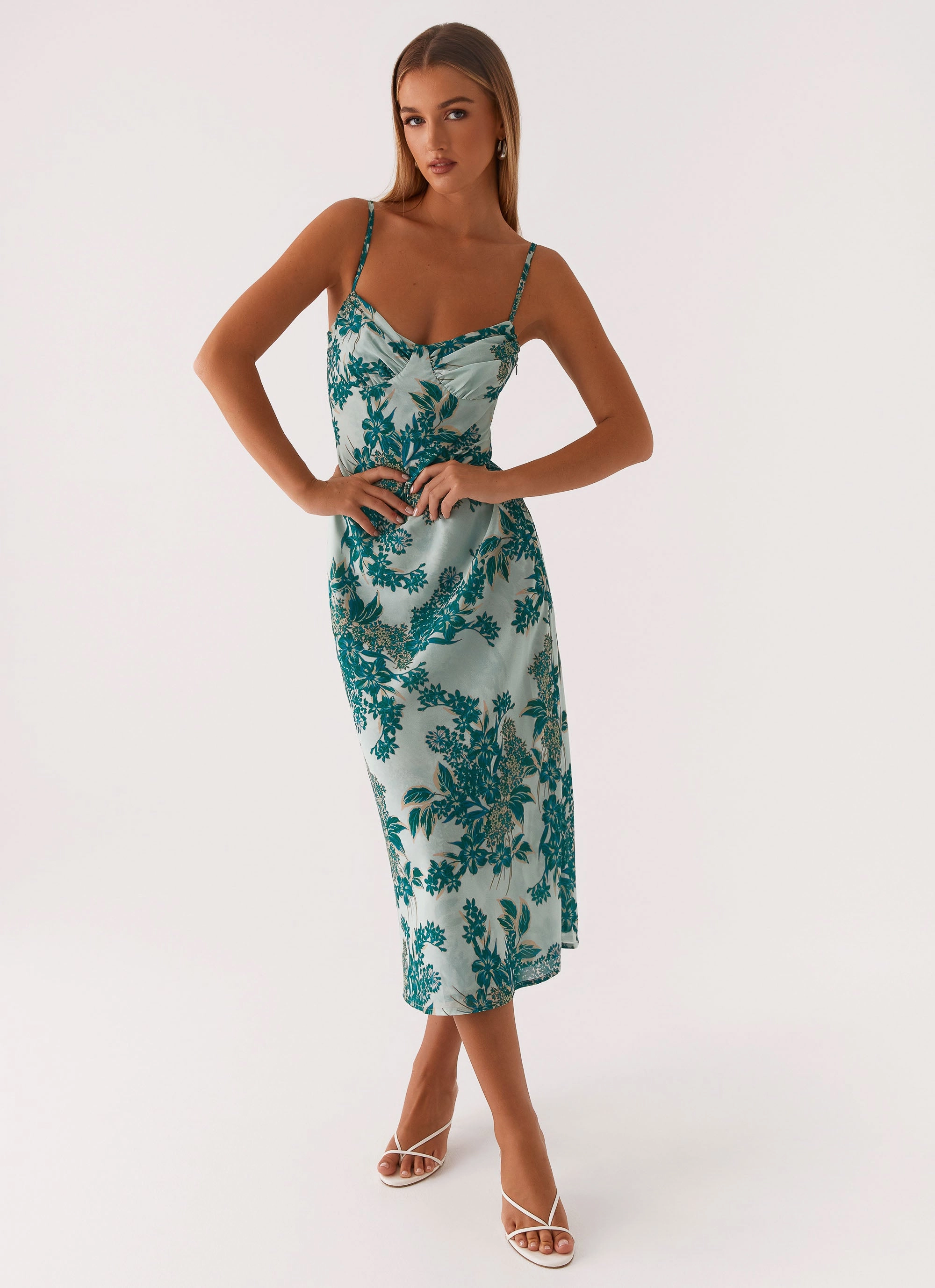 Tall Fit Matte Look Love Song Midi Dress - Cloud Nine Floral