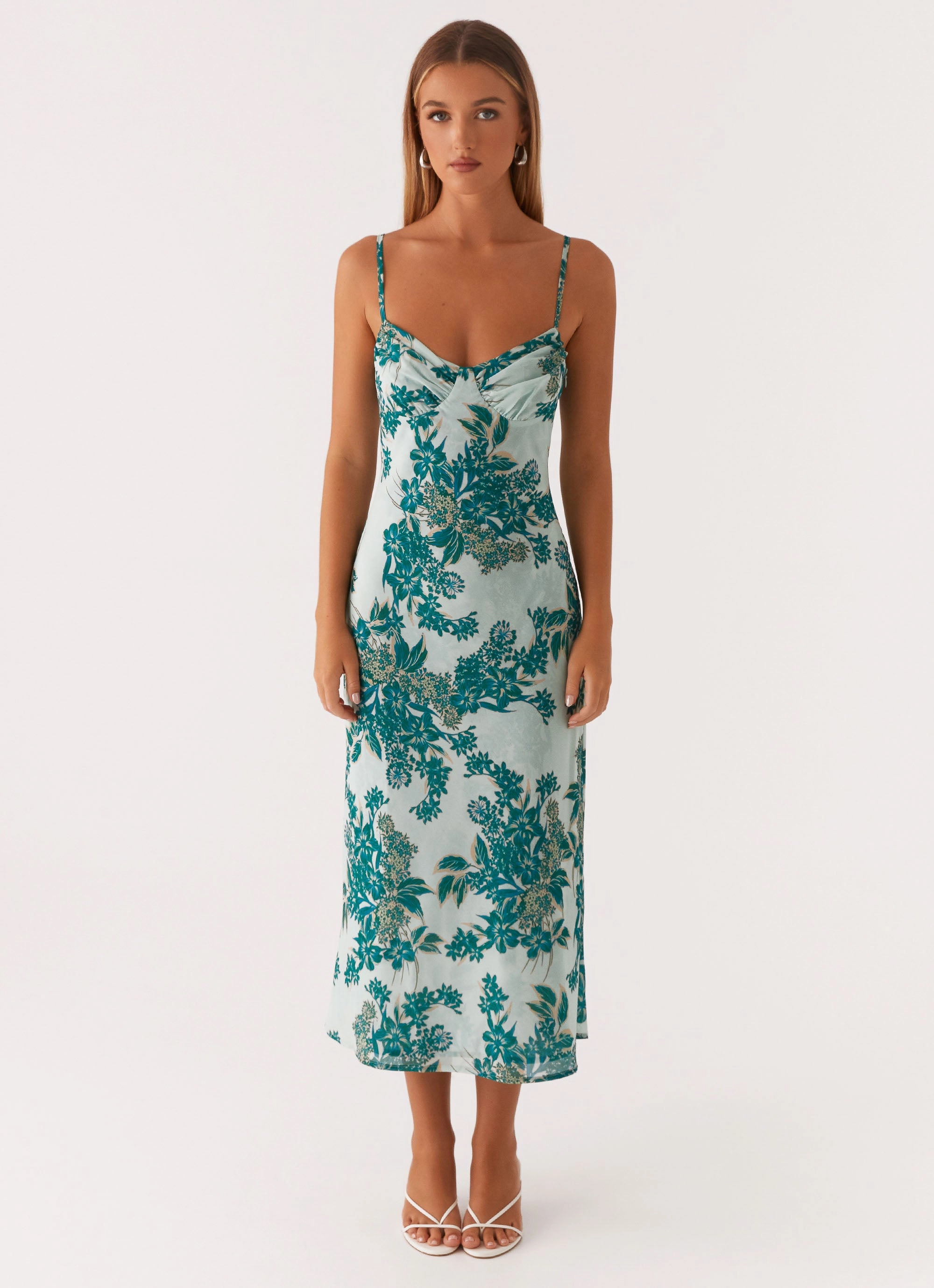 Love Song Midi Dress - Cloud Nine Floral Halter neck