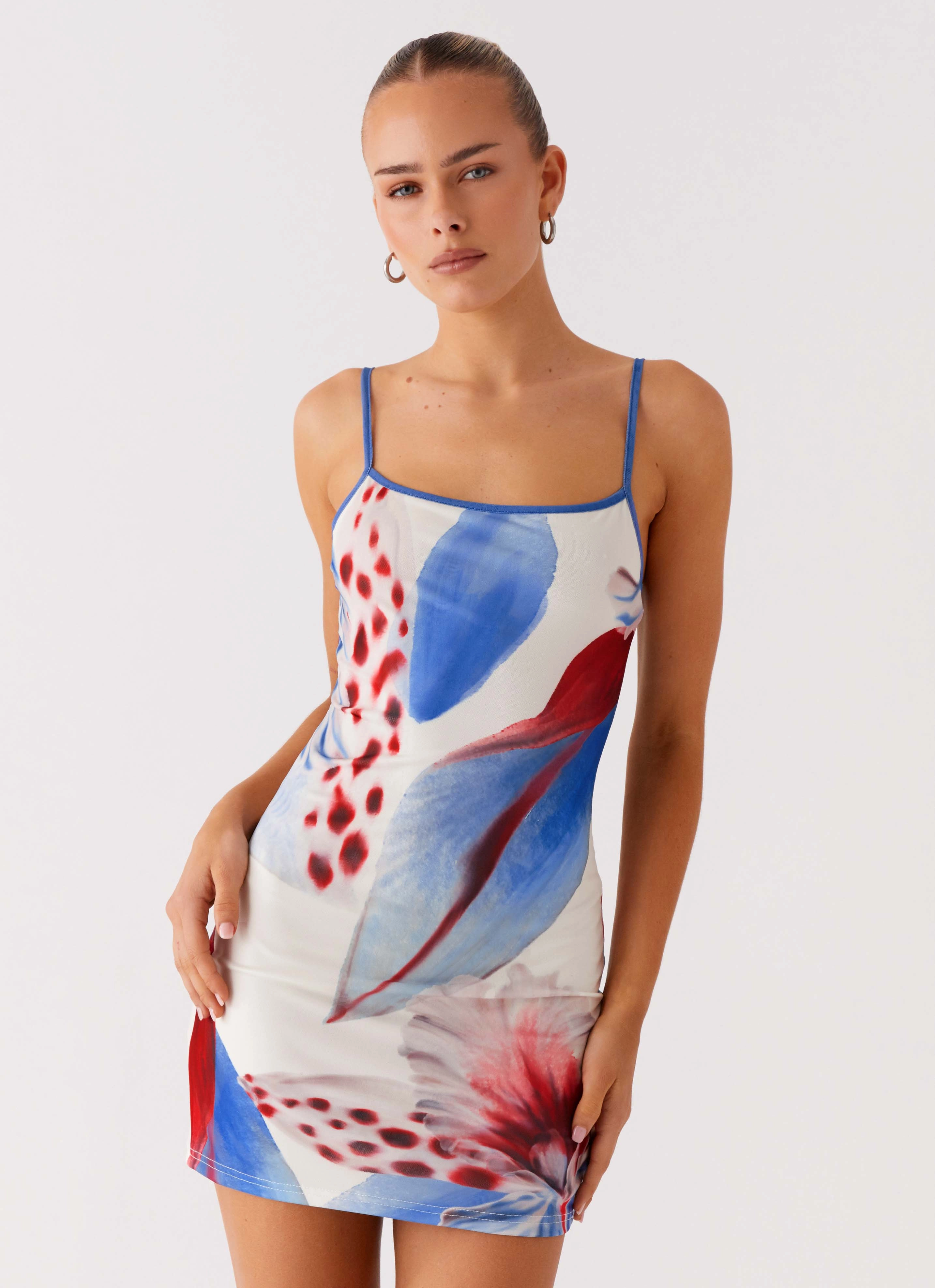 Everett Mini Dress - Deep Sea Bloom Light Cloud Polished office dress