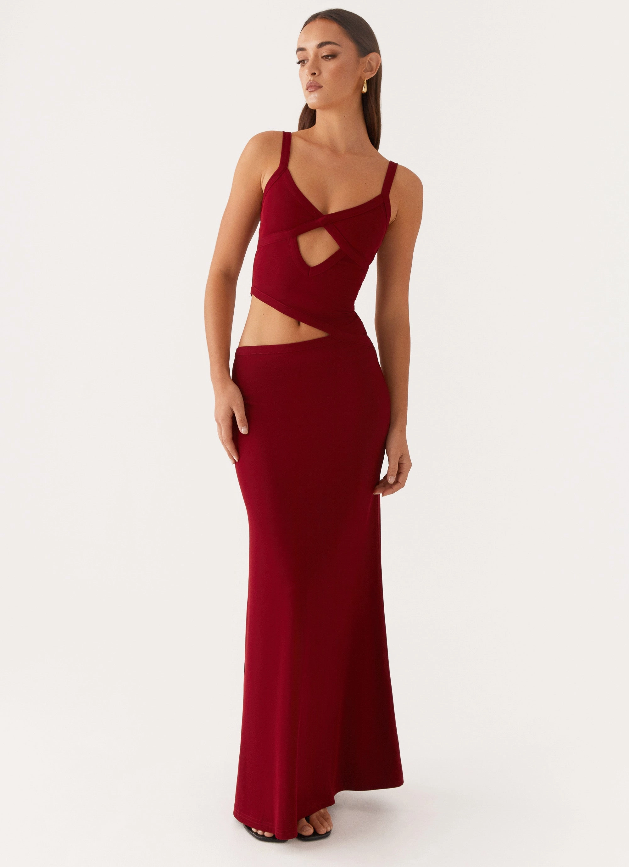 Sleek Look Jocelyn Maxi Dress - Maroon