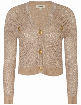 L'AGENCE Blanca Sequin Cropped Sequin Cardigan Winter Apparel
