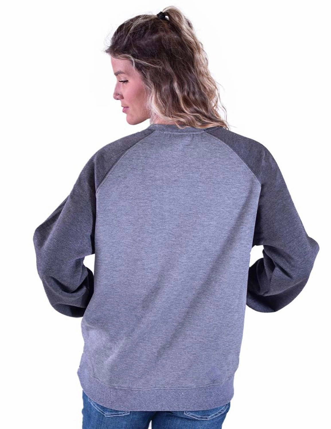 Breathable Material Cowgirl Tuff Womens Aztec Print Ash Poly/Rayon Sweatshirt