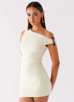 Weekend Feel Seraphina One Shoulder Mini Dress - Yellow