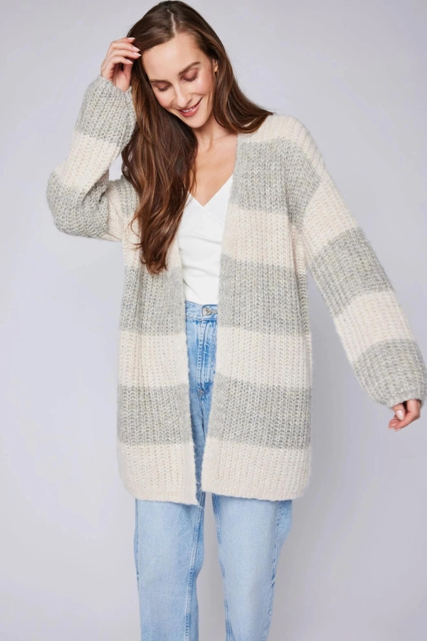 Variable Tension Adjustment Flexible Knit Fabric Enid Oversized Cardigan
