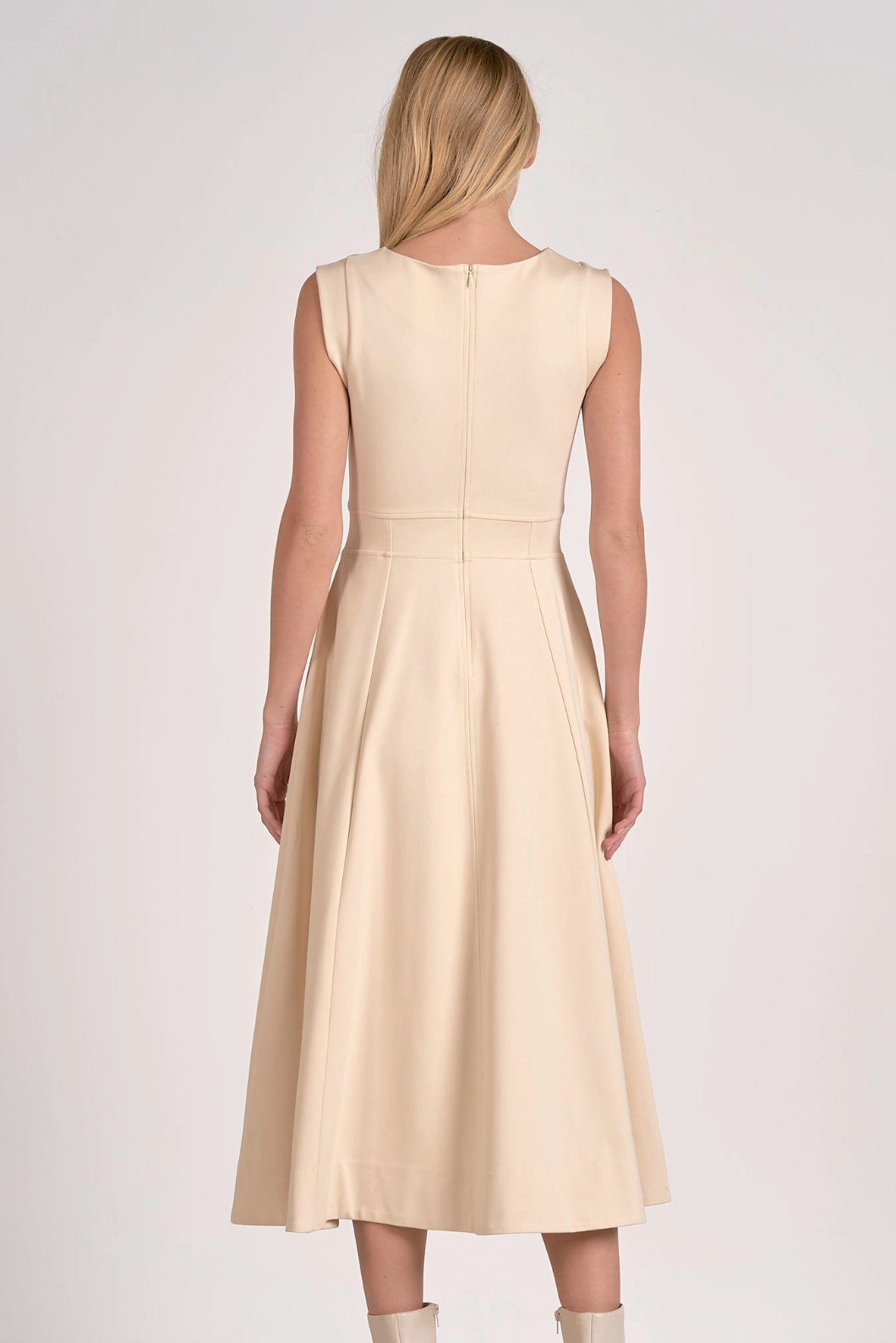 Camilla Midi Dress - Stone Feminine fit-and-flare silhouette