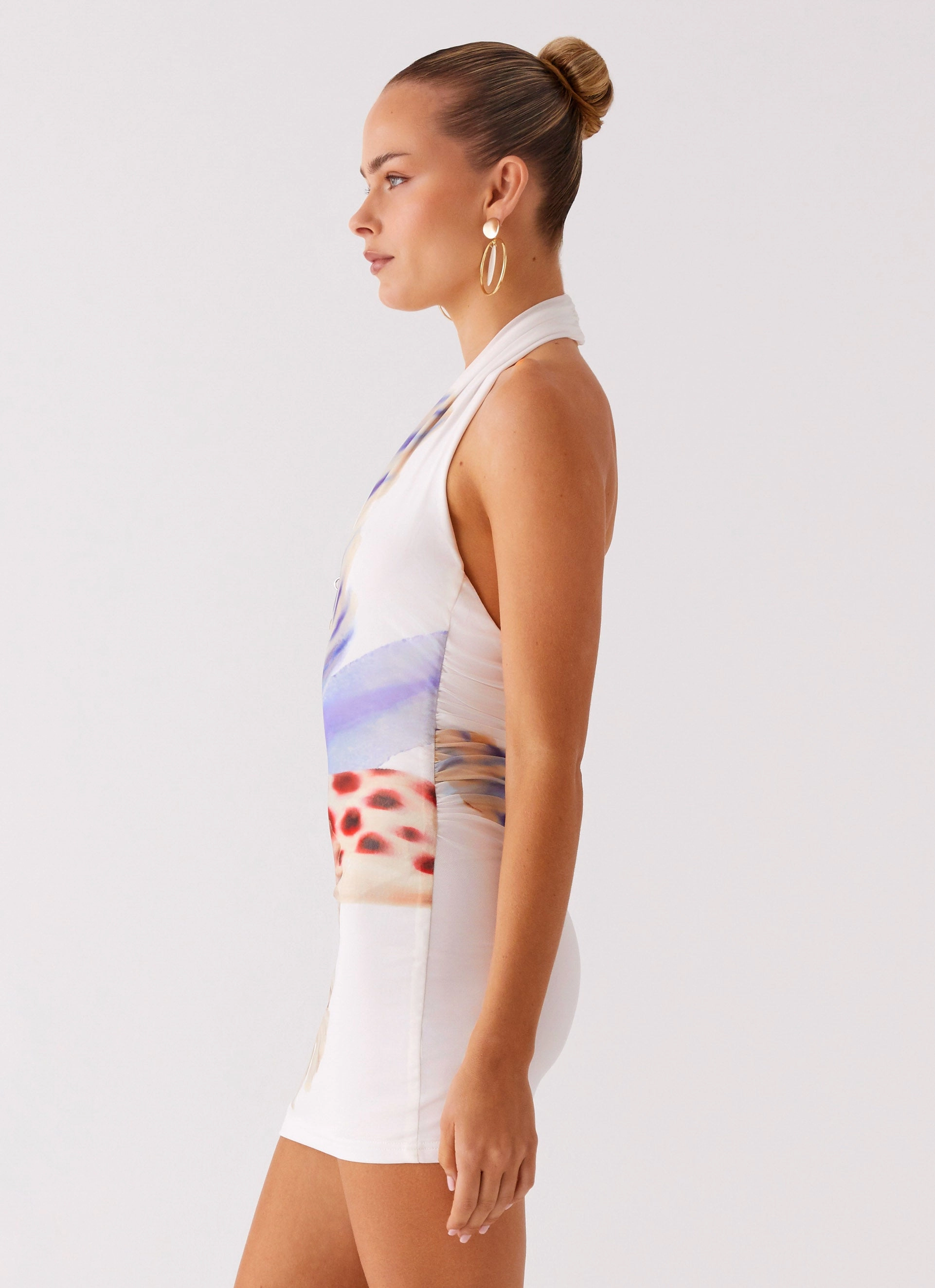 Art Spirit No Time Mini Dress - White Sea Bloom