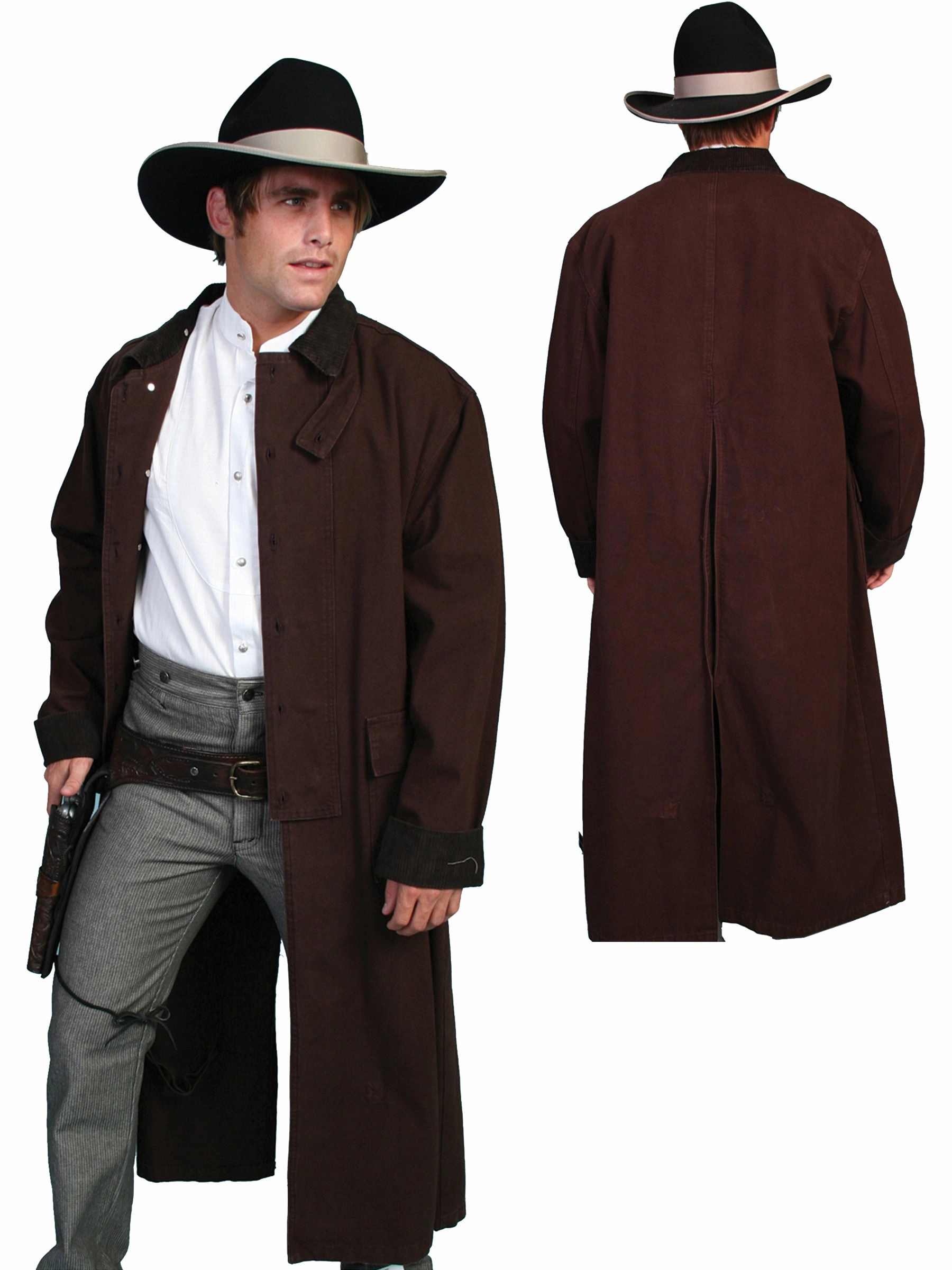 Magnetic Closure System Rainy Day Option Scully RangeWear Mens Walnut 100% Cotton Long Overcoat Duster Coat