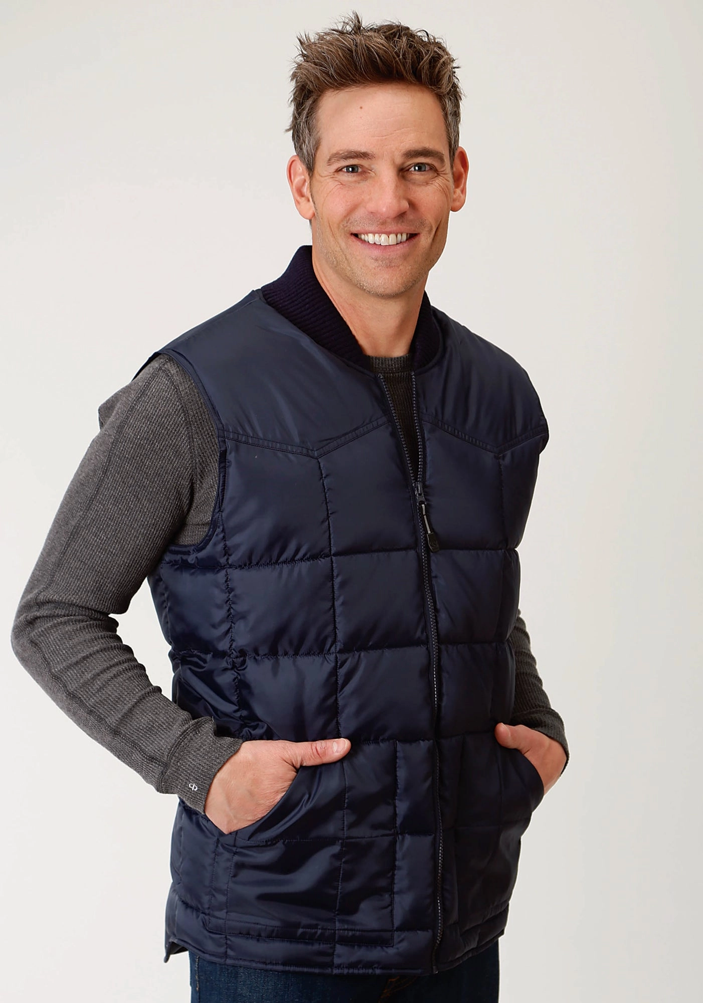 Impact Absorbing Back Panels Roper Insulated Mens Navy Blue Polyester Rangegear Vest