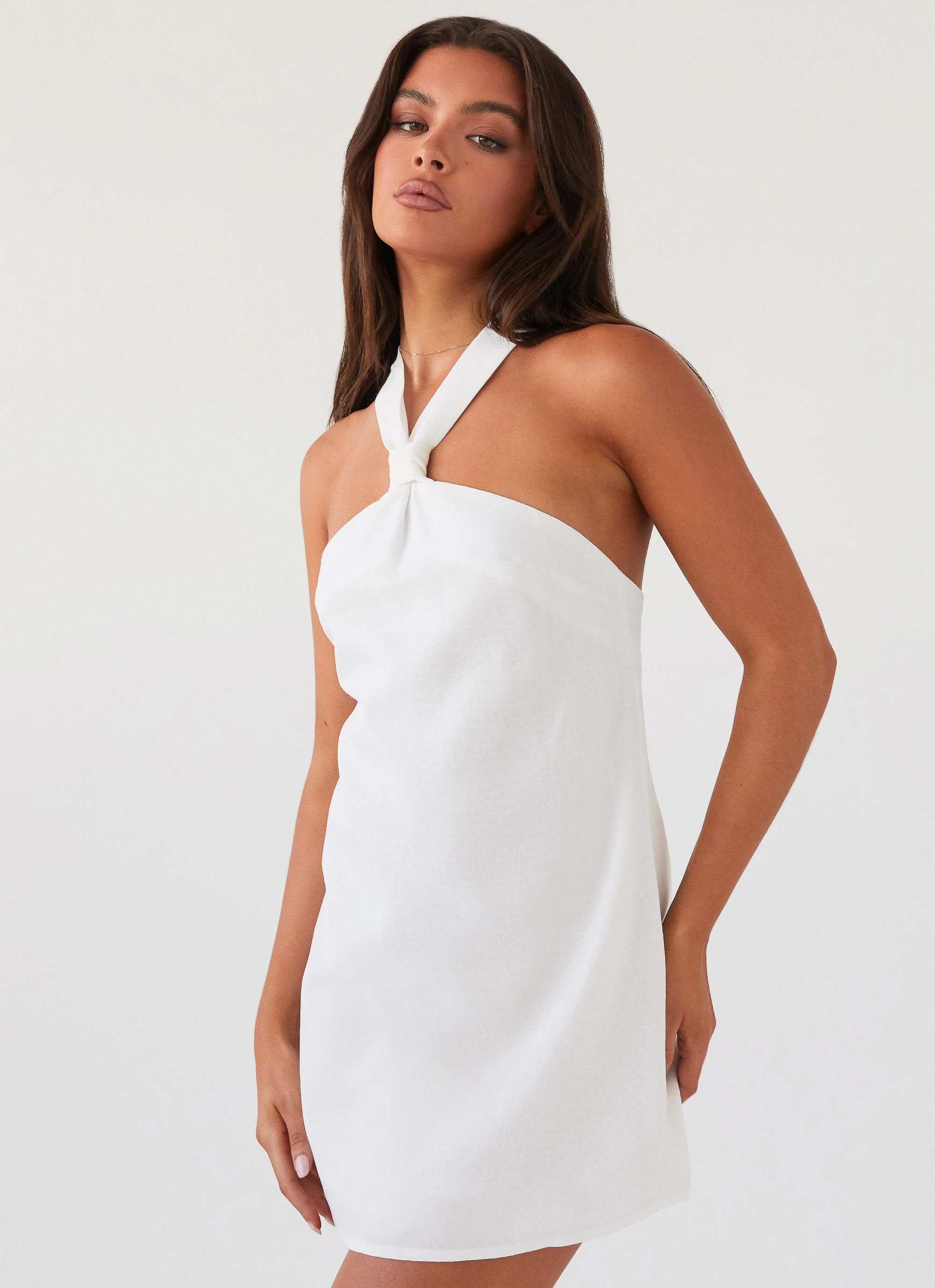 Modern Edge Keira Linen Mini Dress - White