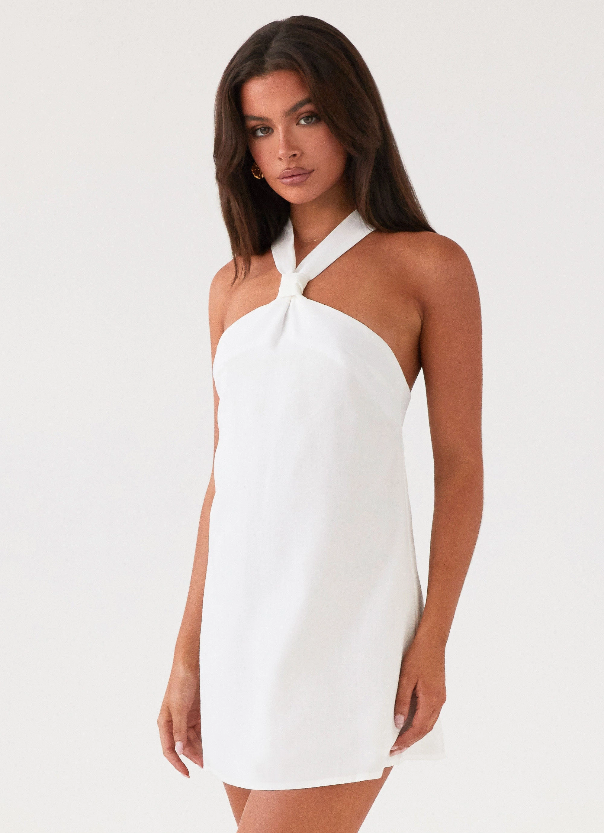 Oversized-Fit Keira Linen Mini Dress - White