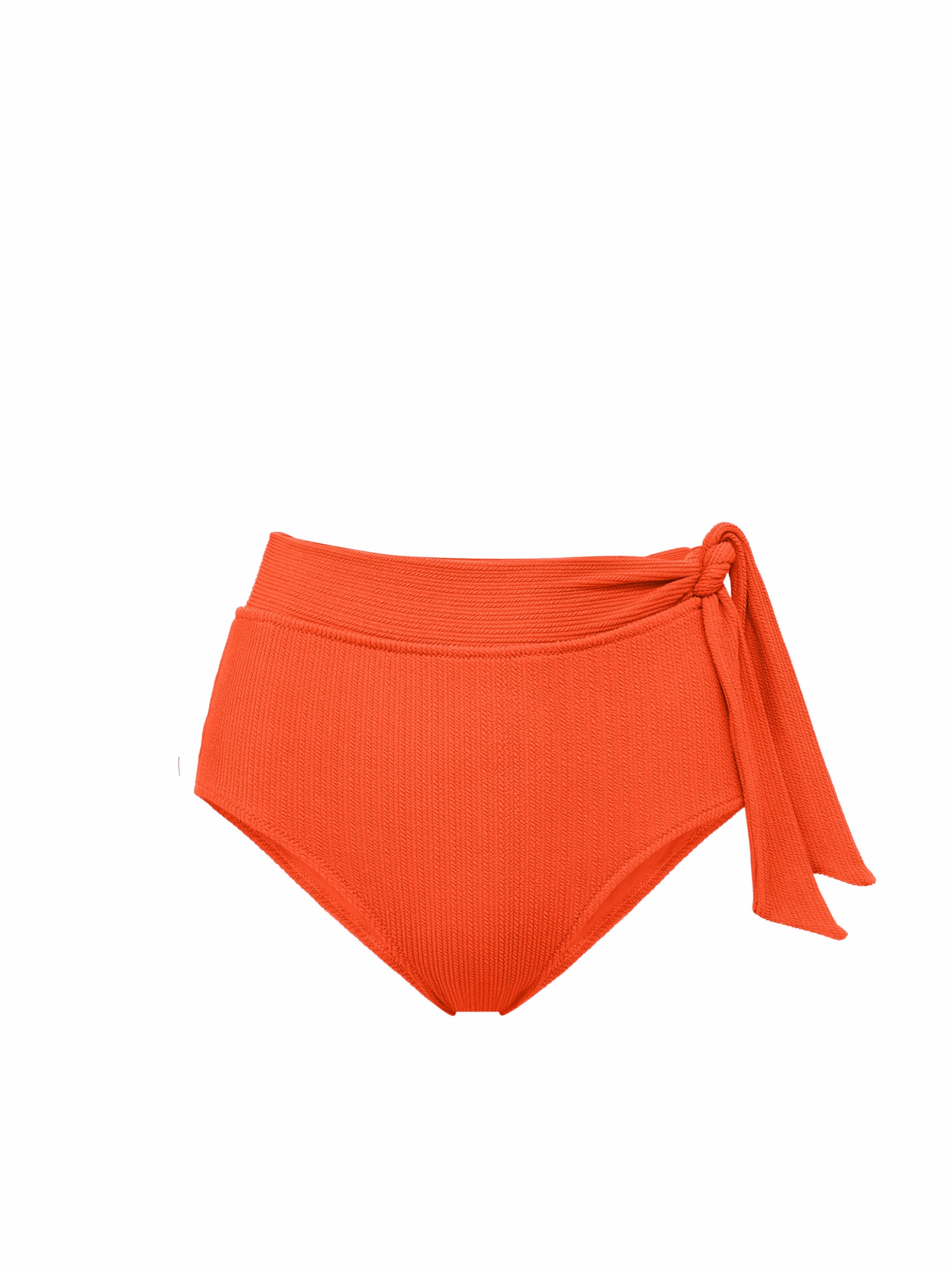 Side Tie High Waist Bottom In Flame Texture Swim Essentials