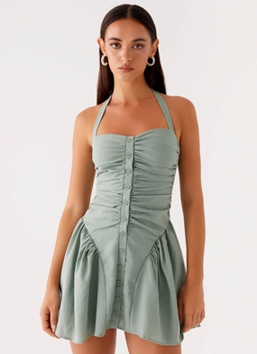Flattering Fit for All Simple Form Fable Mini Dress - Sage