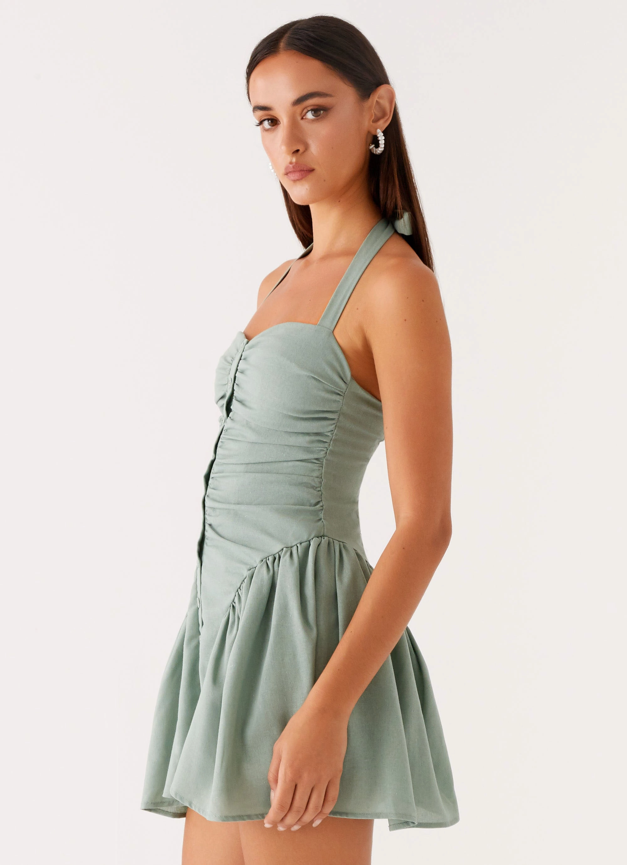Fable Mini Dress - Sage WideCollarDesign Light Wrap