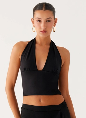 NonChafe Lining Fade Out Hardwear Halter Top - Black