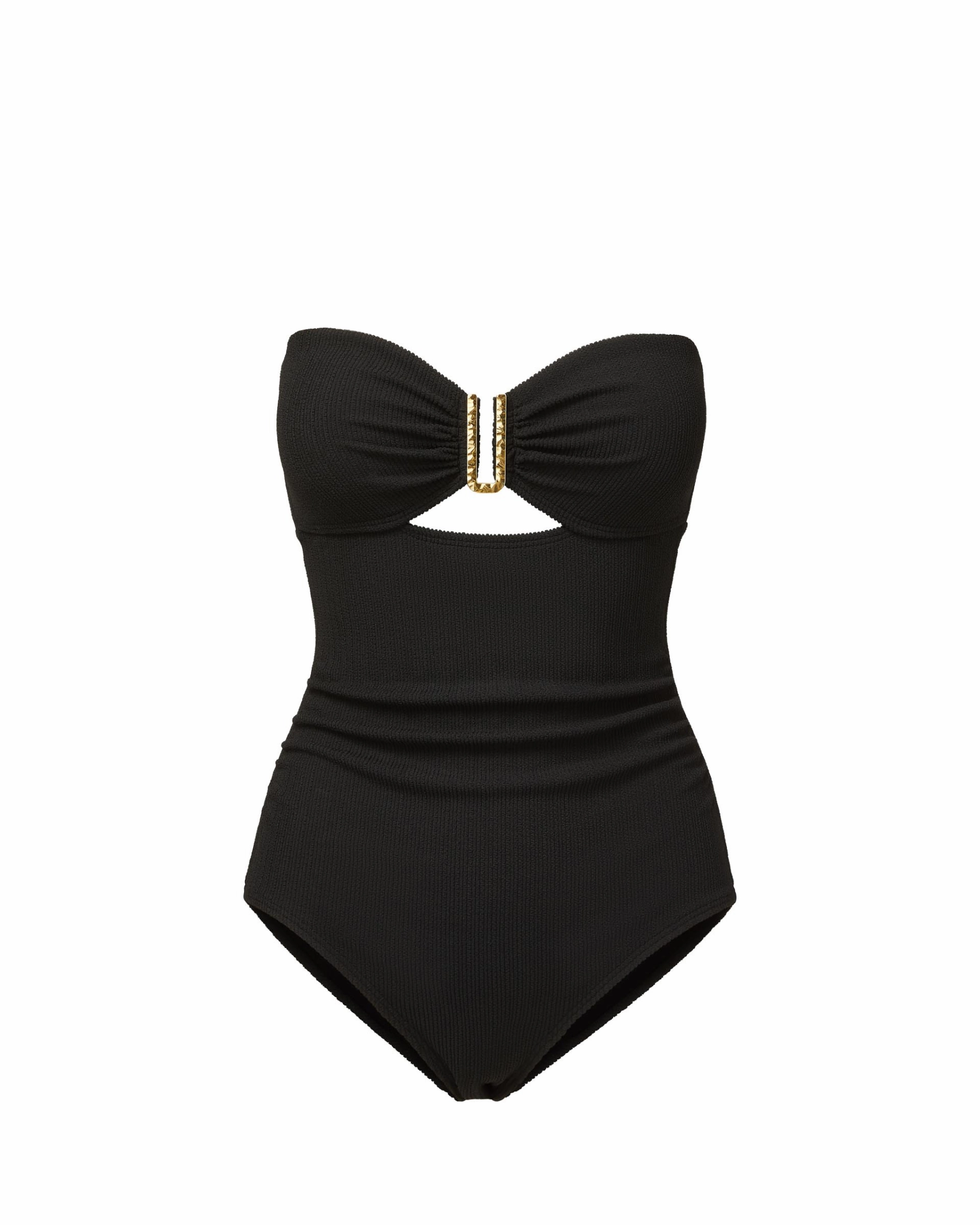 Lisa One Piece In Black Texture Wide Back Coverage