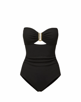 Durable Reinforced Stitching Lisa One Piece In Black Texture
