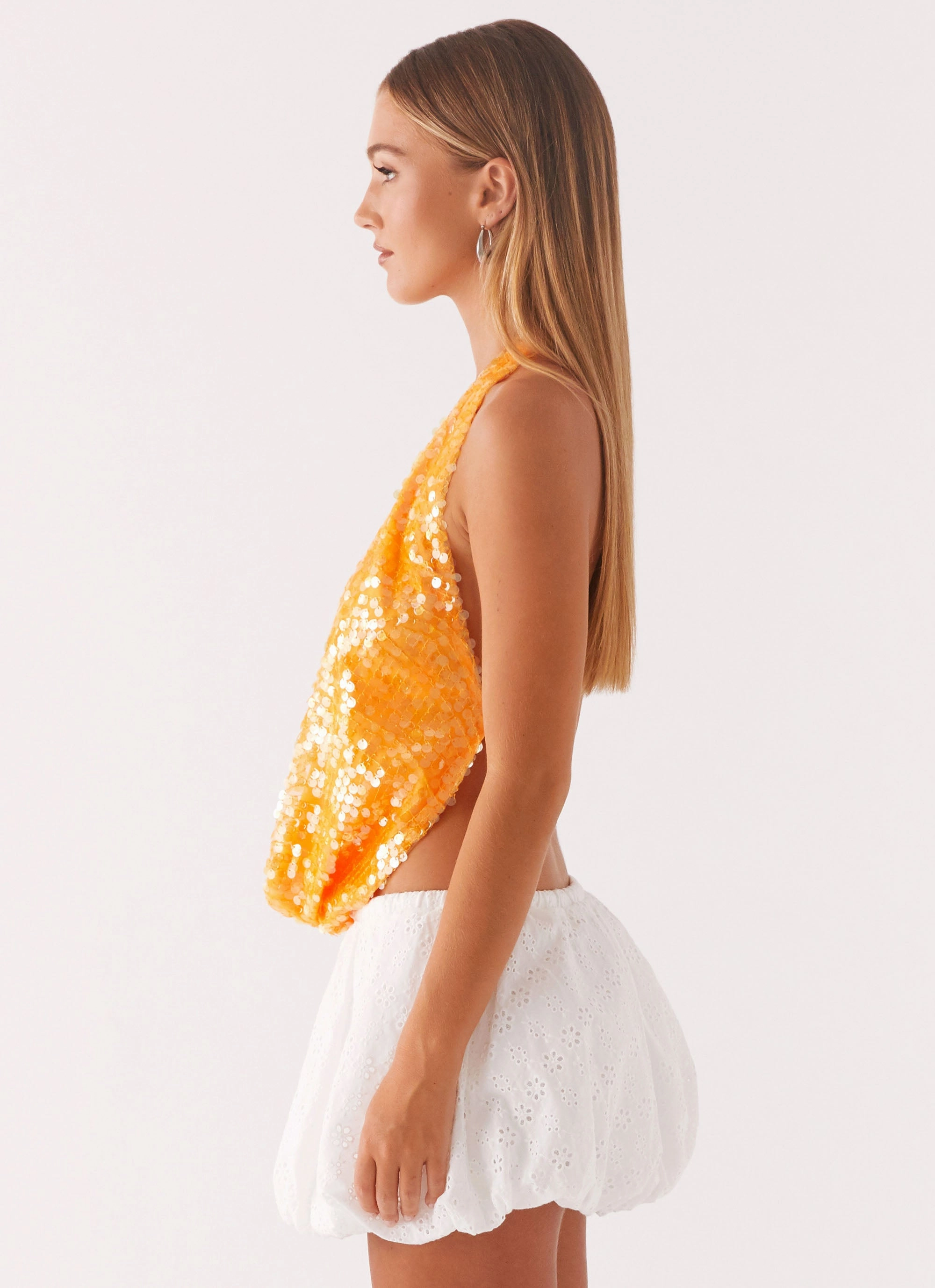Antibacterial Rio Dreams Cowl Neck Halter Top - Orange