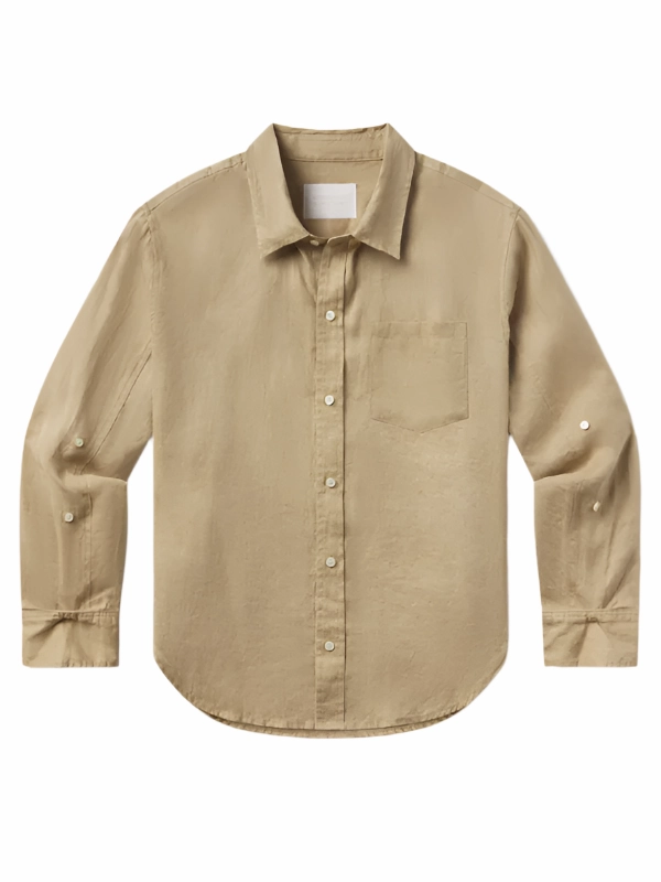 PolishedFinish Kayla Shrunken Linen Shirt in Gobi