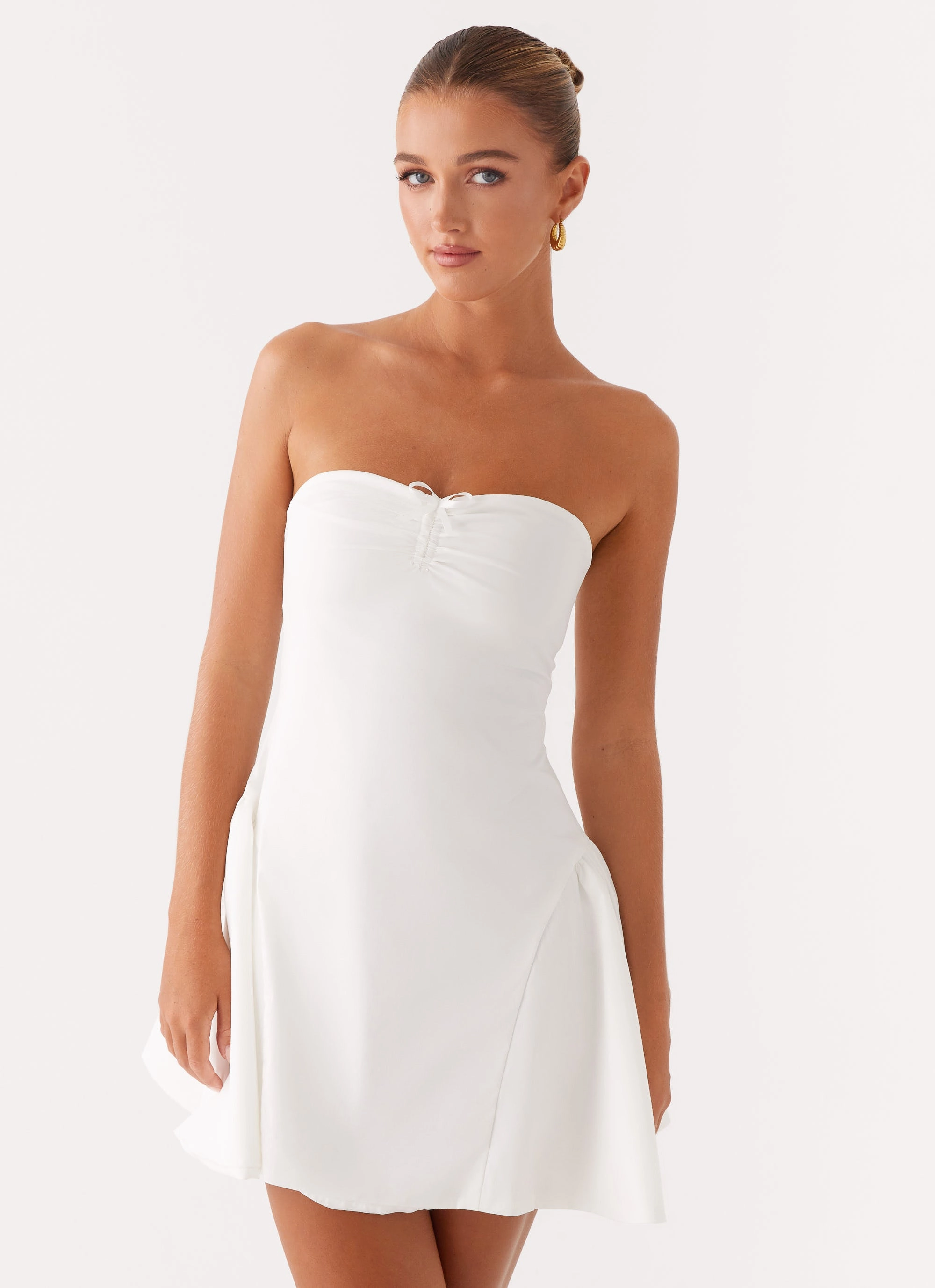 Knit Warm Comfortable Style Lucille Mini Dress - White