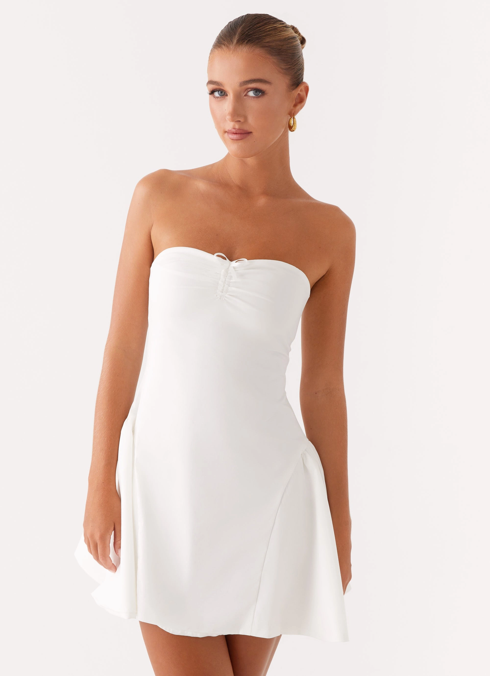 Lucille Mini Dress - White Button-front