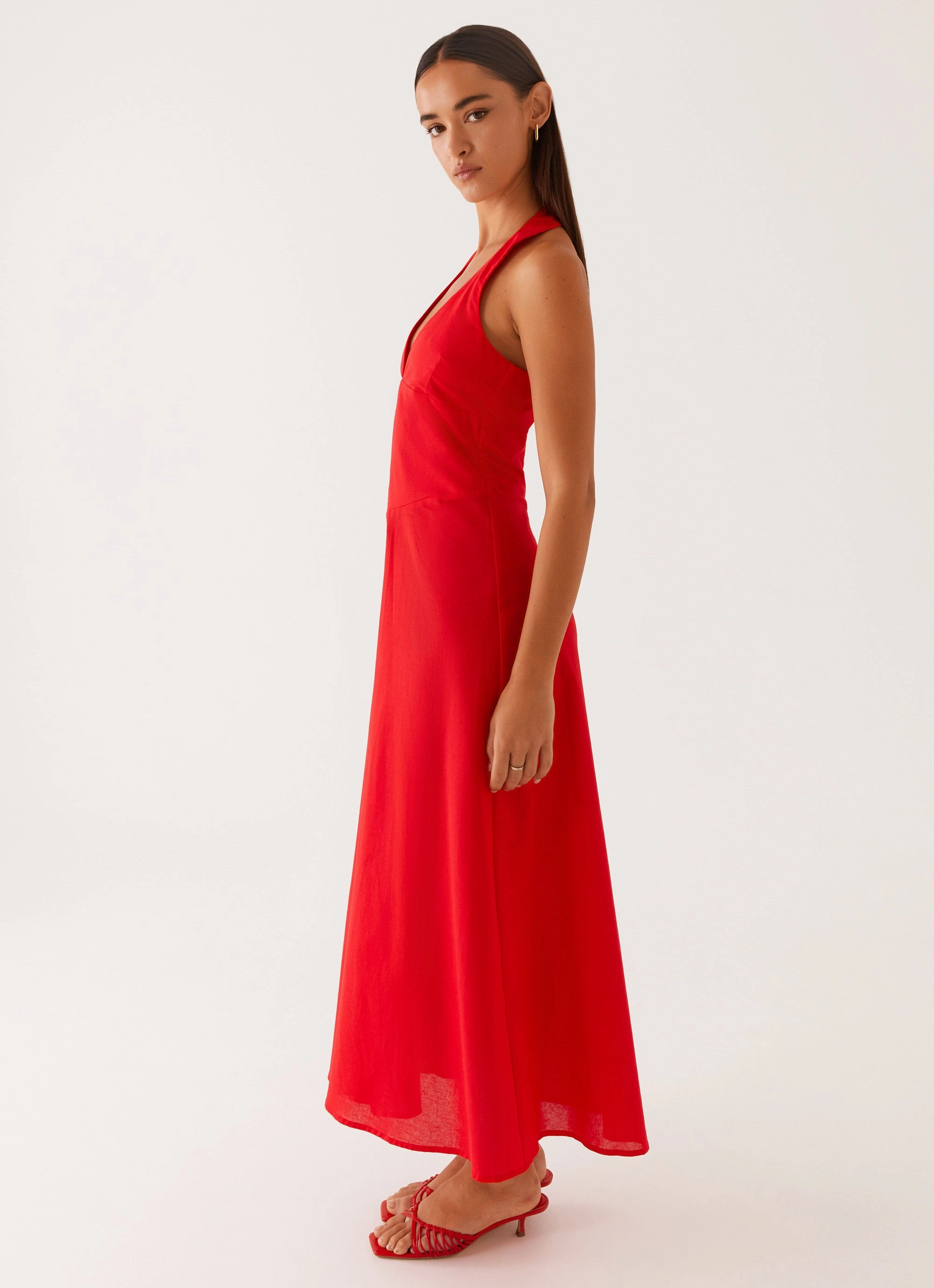 Trendy pick Structured-Shape Falling For You Midi Dress - Red