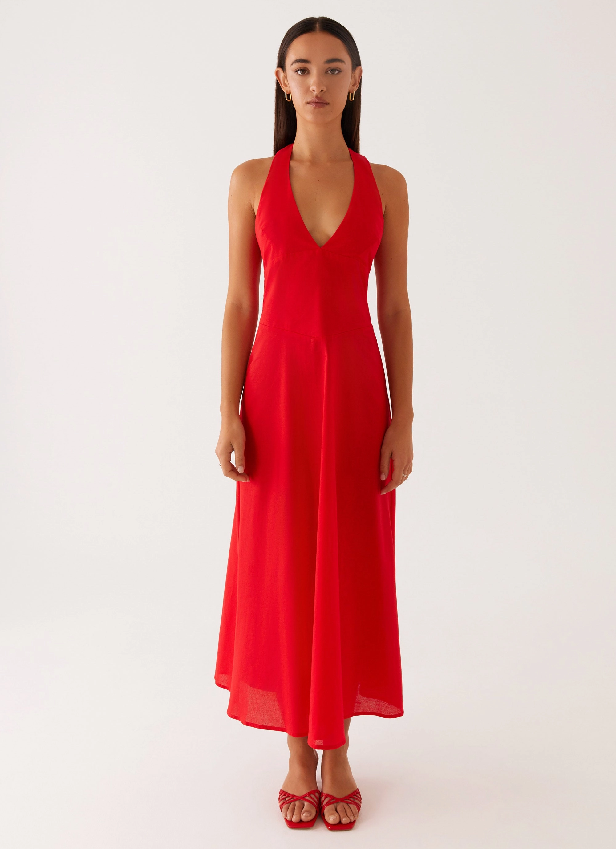 Falling For You Midi Dress - Red Elegant Comfort