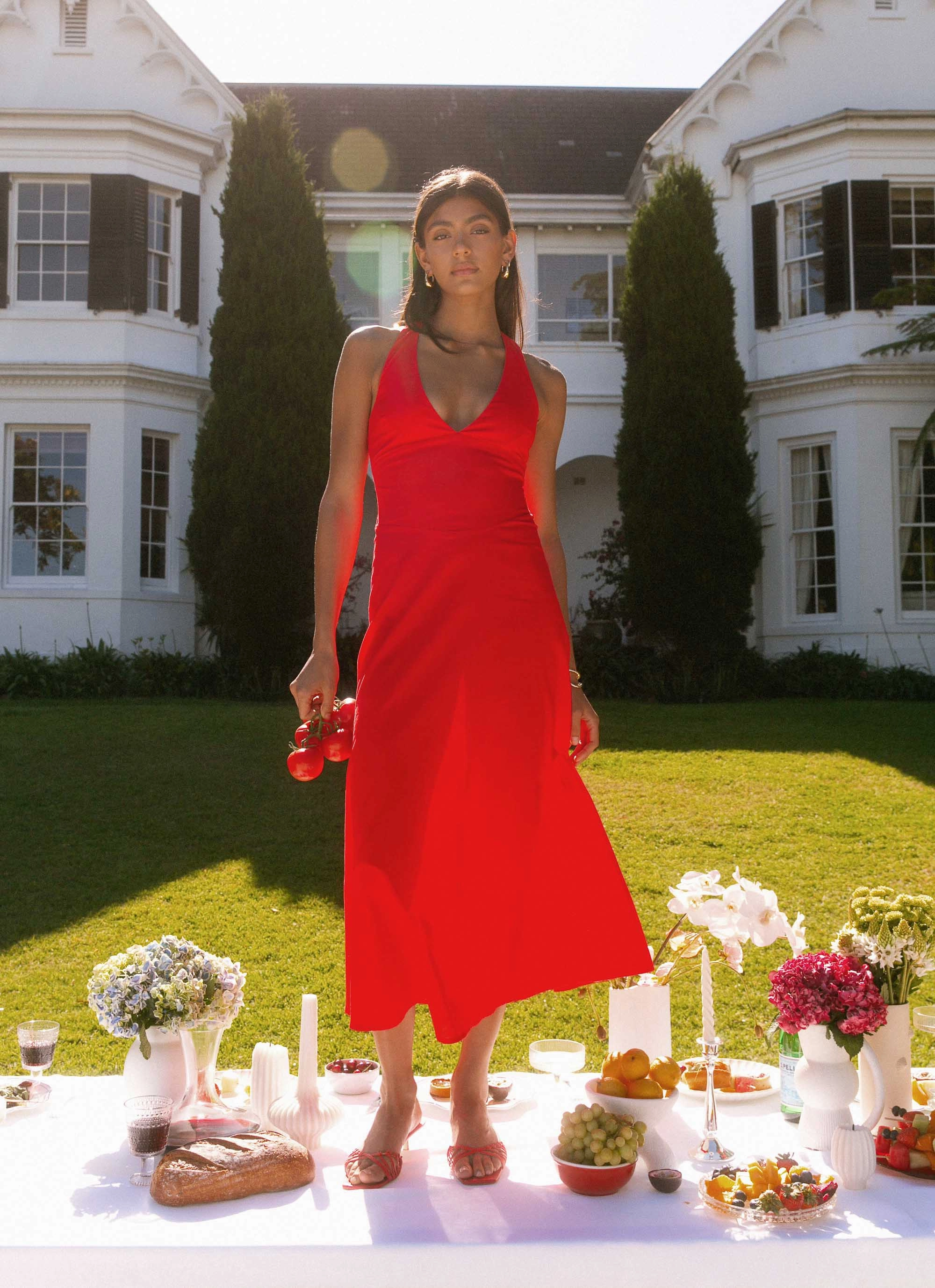 Perfect Layers Chic Spirit Falling For You Midi Dress - Red