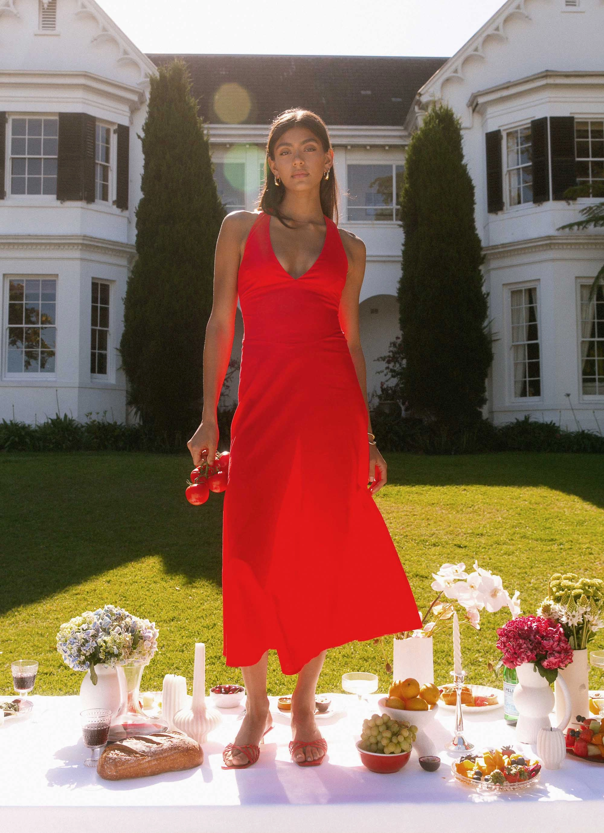 Grace Soft Falling For You Midi Dress - Red