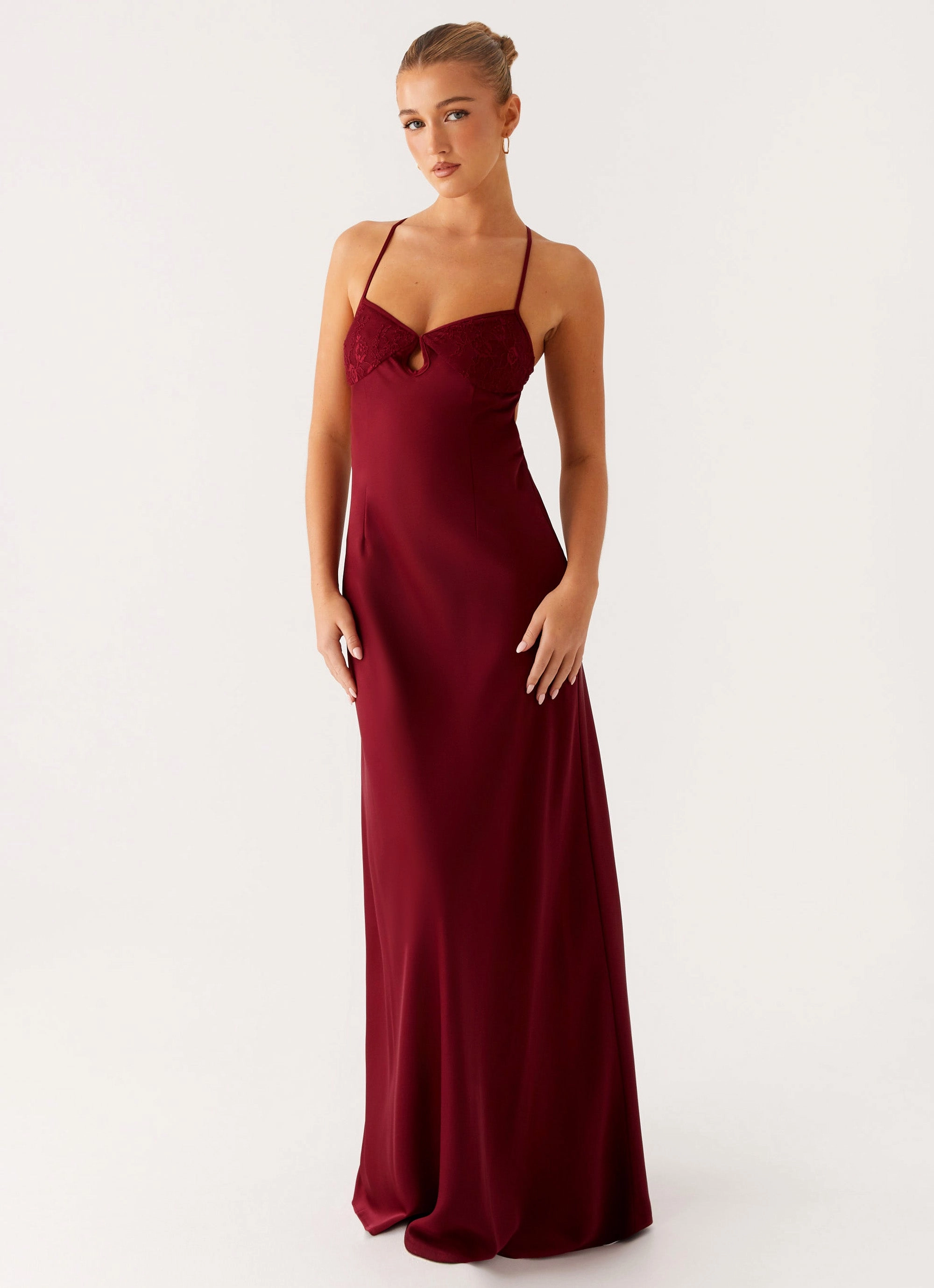 Joanie Maxi Dress - Maroon Easy Texture