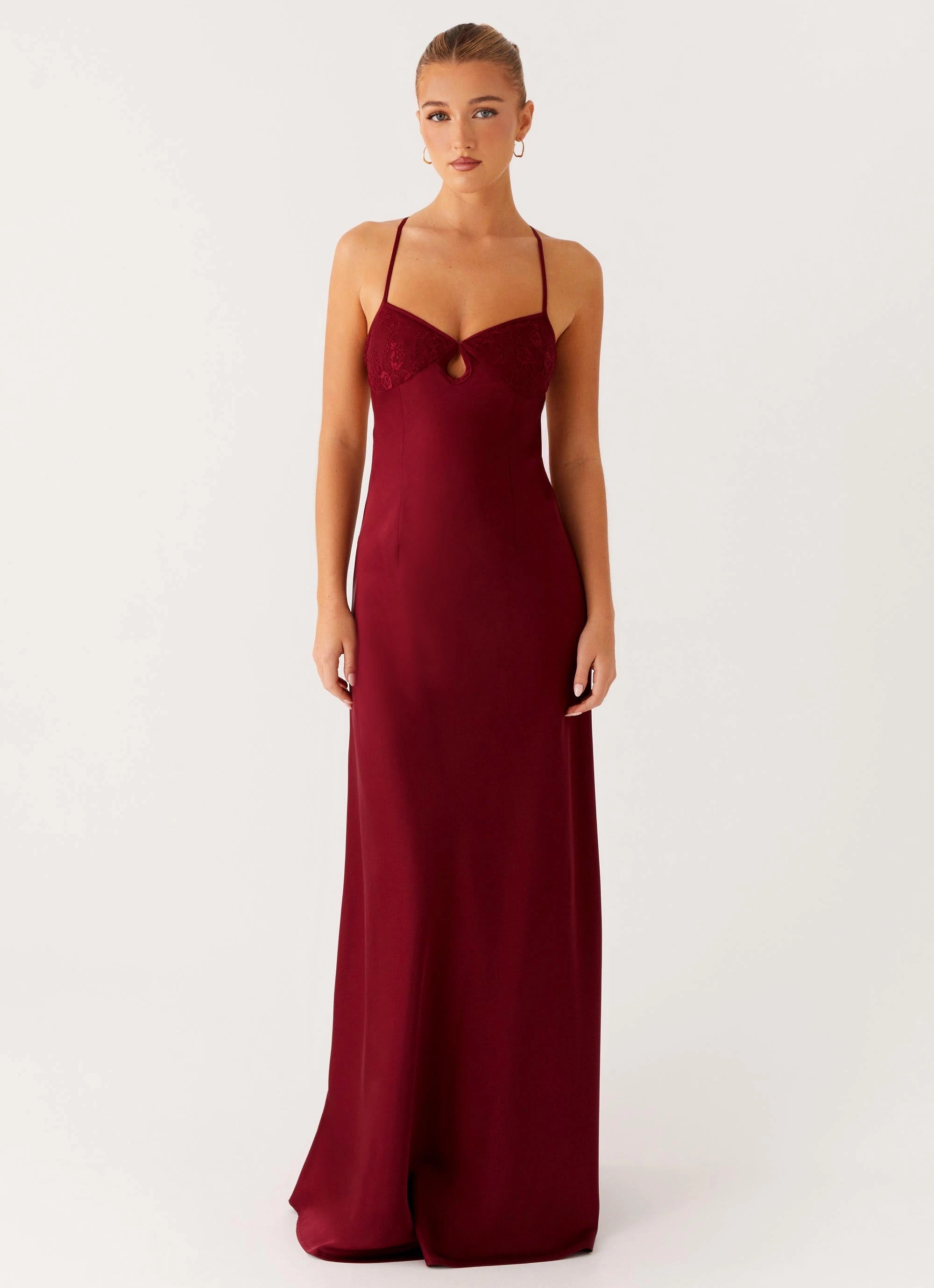 Joanie Maxi Dress - Maroon Slim Touch Casual Essential