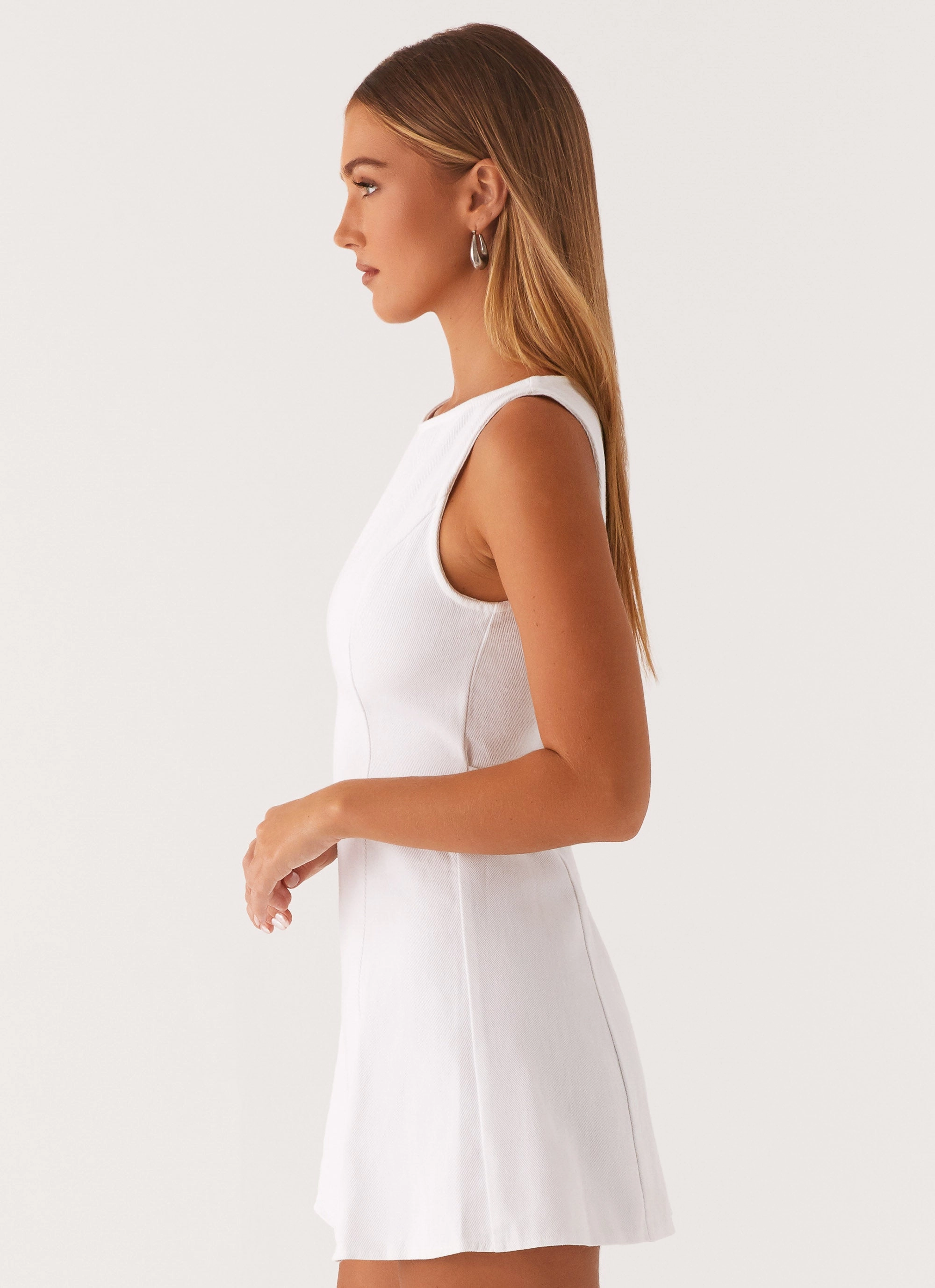 Easy Going Rochelle Denim Mini Dress - White