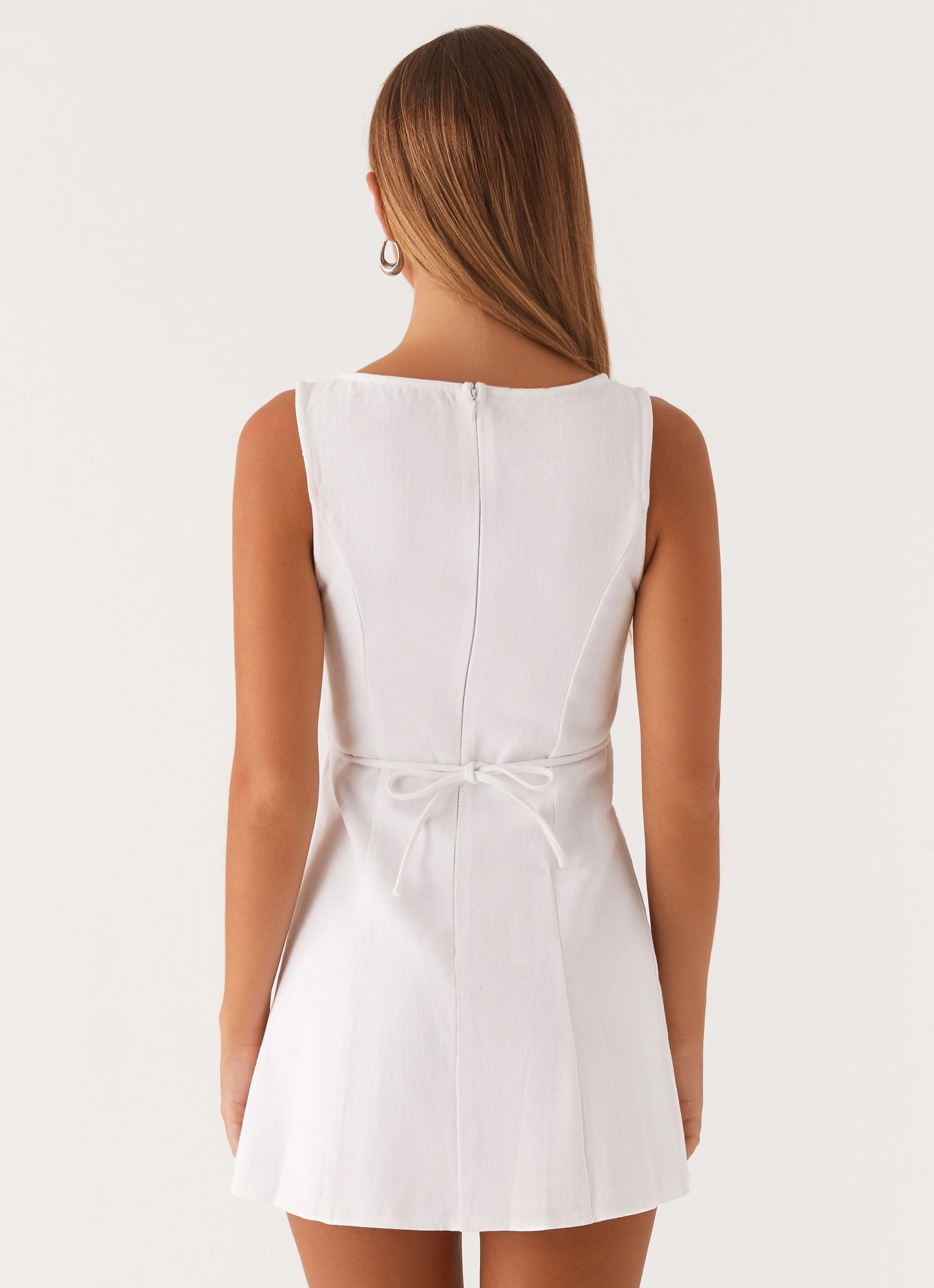 Lux Look Charming Design Rochelle Denim Mini Dress - White