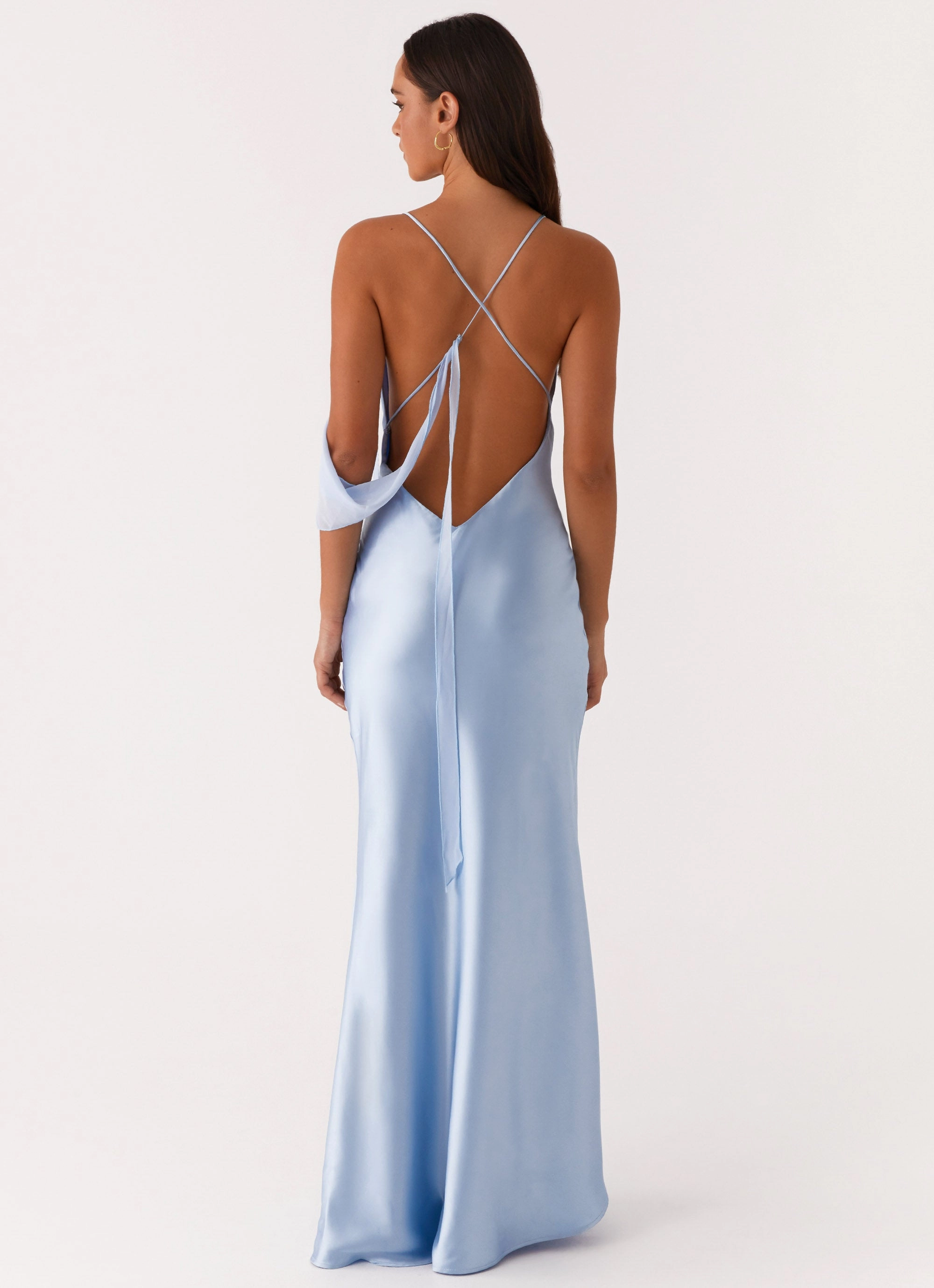 everyday elegance Comfy Design Too Sweet Satin Maxi Dress - Blue