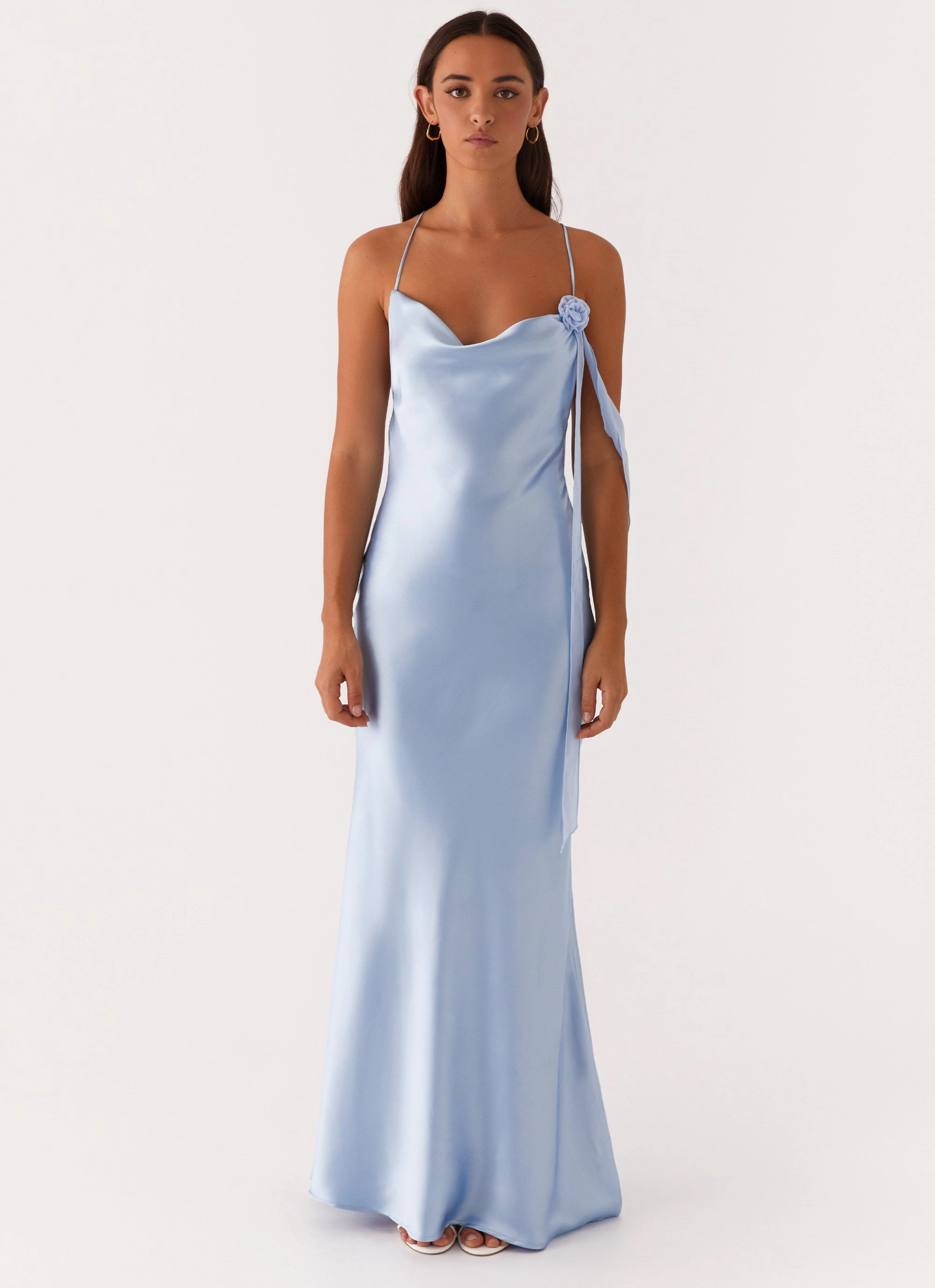 Jewel Tones Too Sweet Satin Maxi Dress - Blue