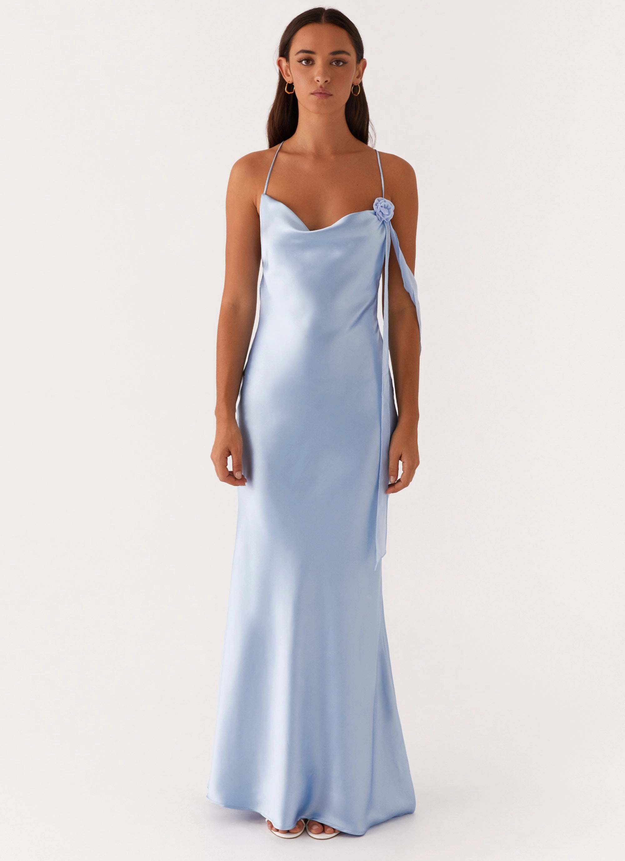 Classic Movement Texture Mood Too Sweet Satin Maxi Dress - Blue