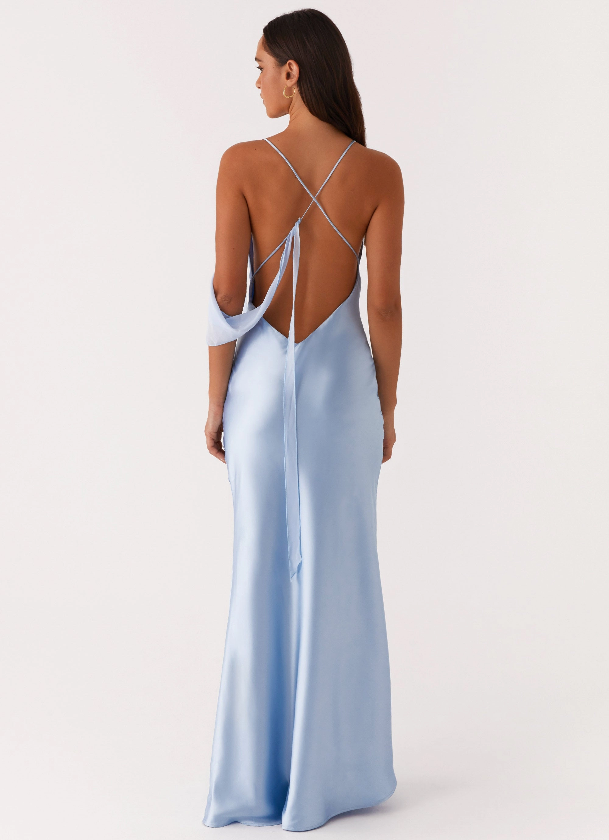 Too Sweet Satin Maxi Dress - Blue Classic-style Subtle Drape