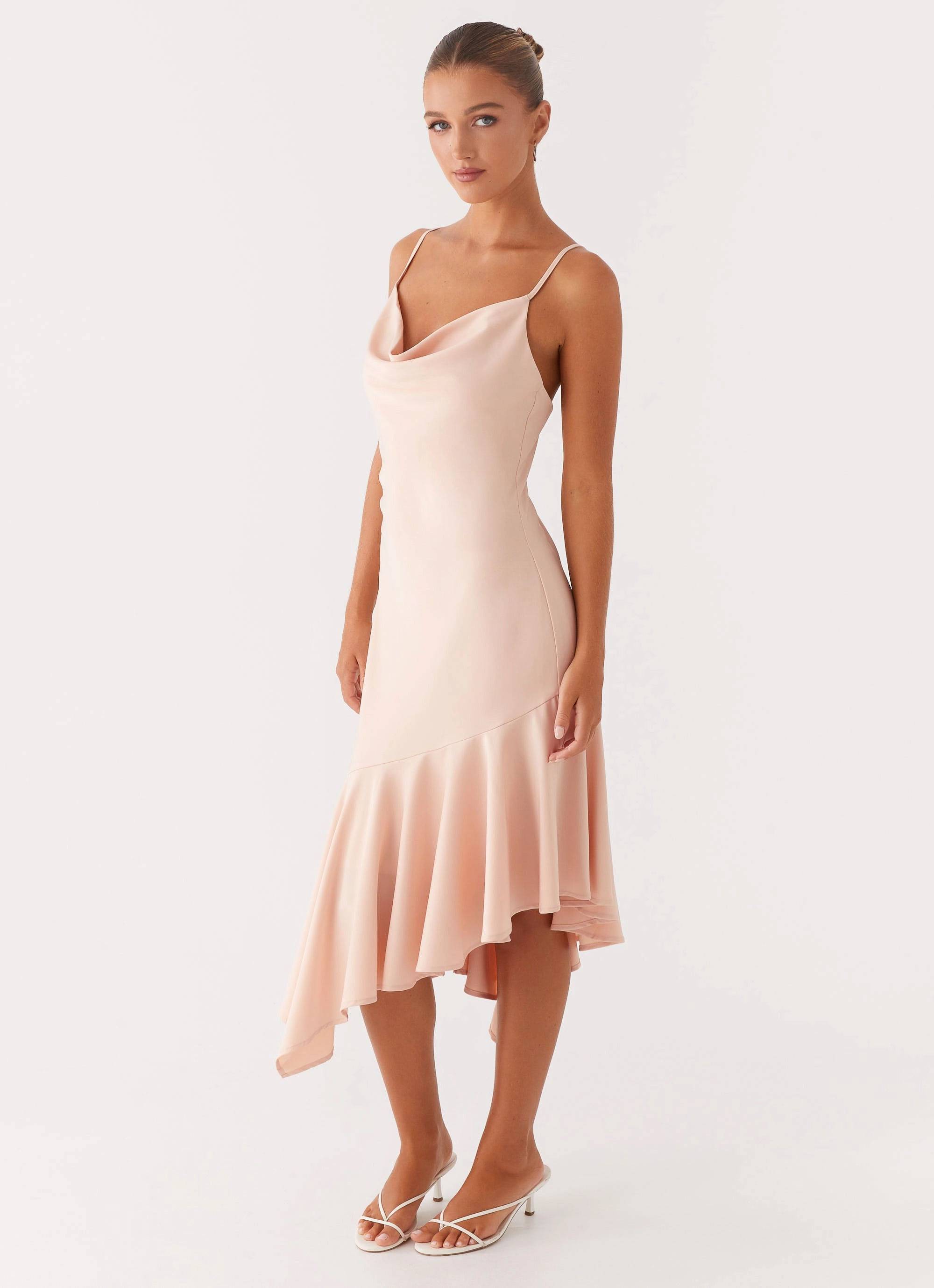 Korby Midi Dress - Pink Beaded-Sleeve Neutral Look